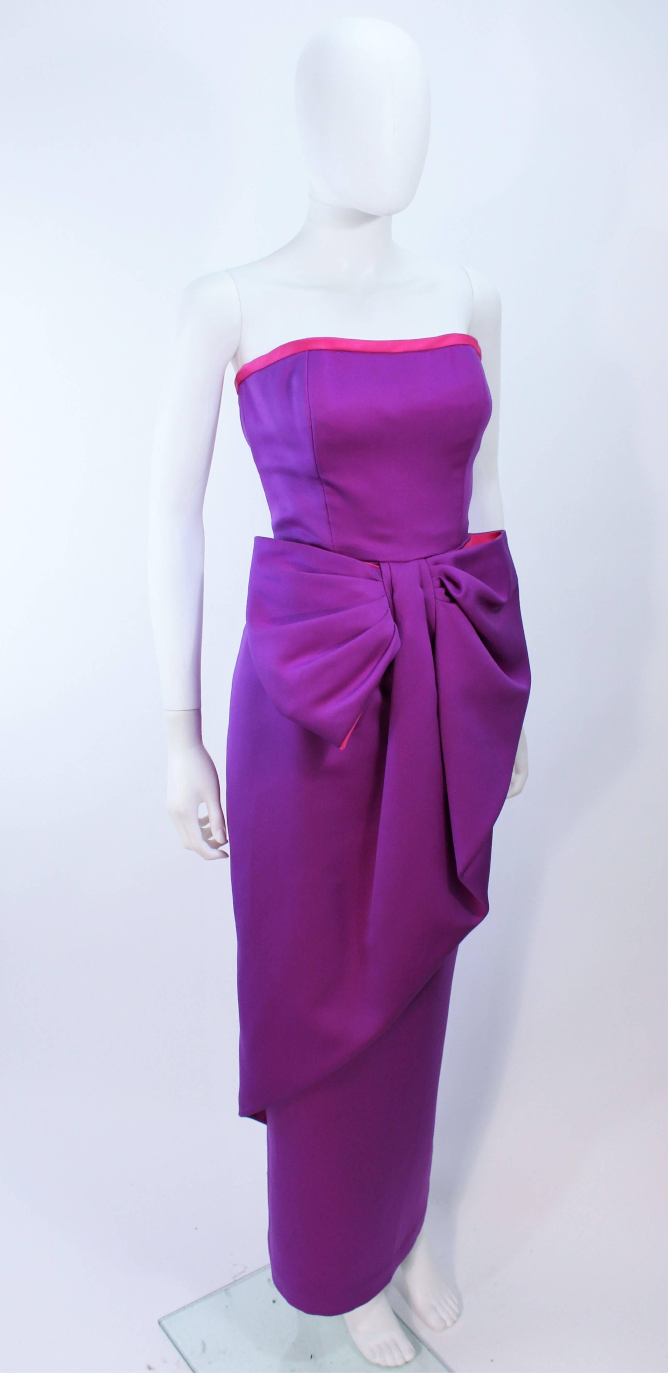 Women's VICTOR COSTA Purple and Magenta Draped Bow Gown Size 8 10