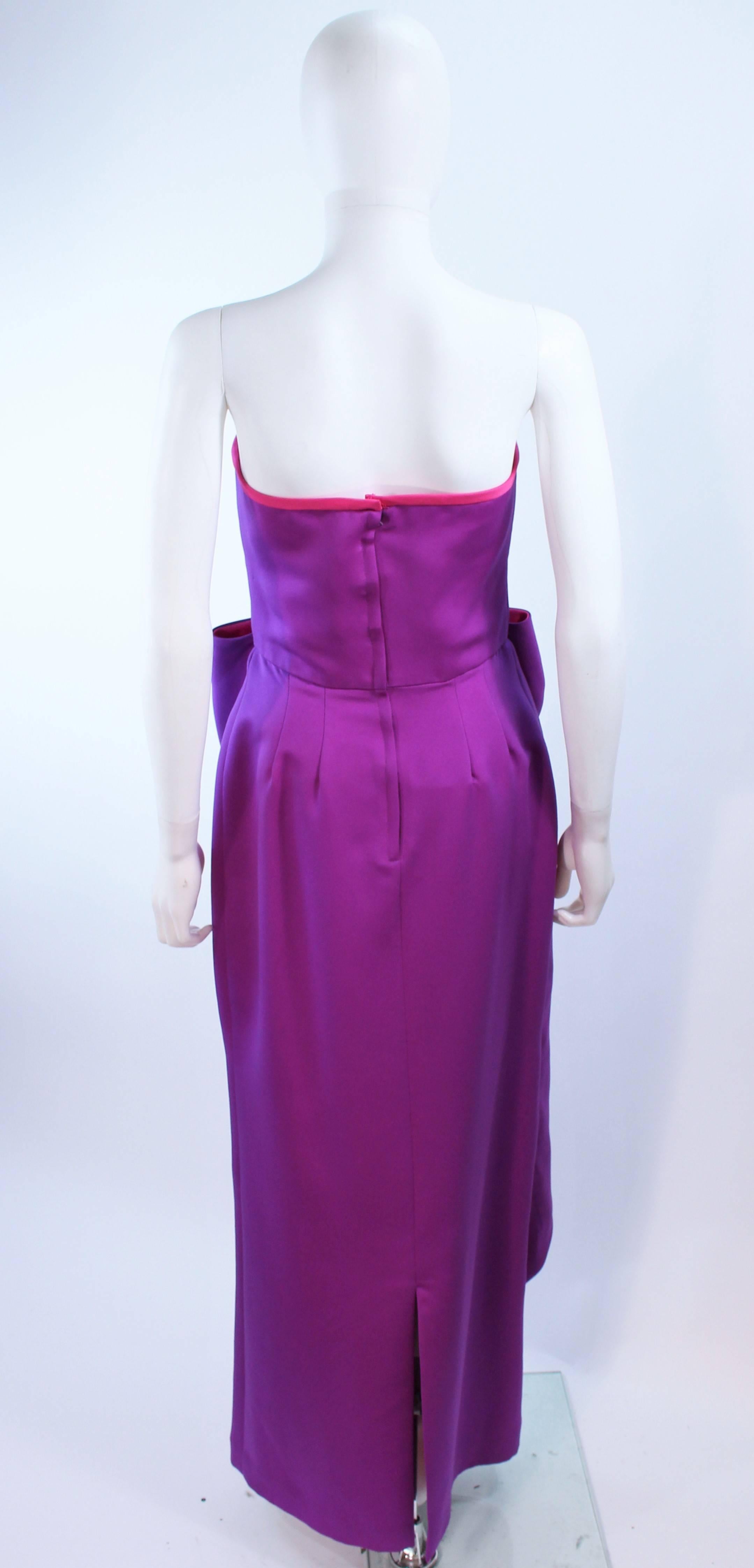 VICTOR COSTA Purple and Magenta Draped Bow Gown Size 8 10 2