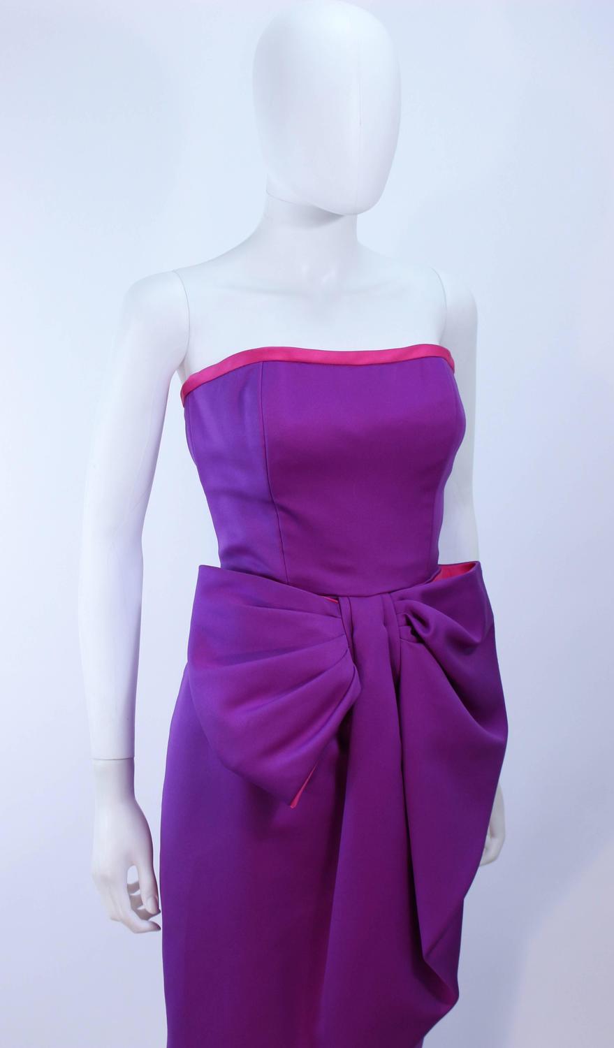 VICTOR COSTA Purple and Magenta Draped Bow Gown Size 8 10 For Sale at ...