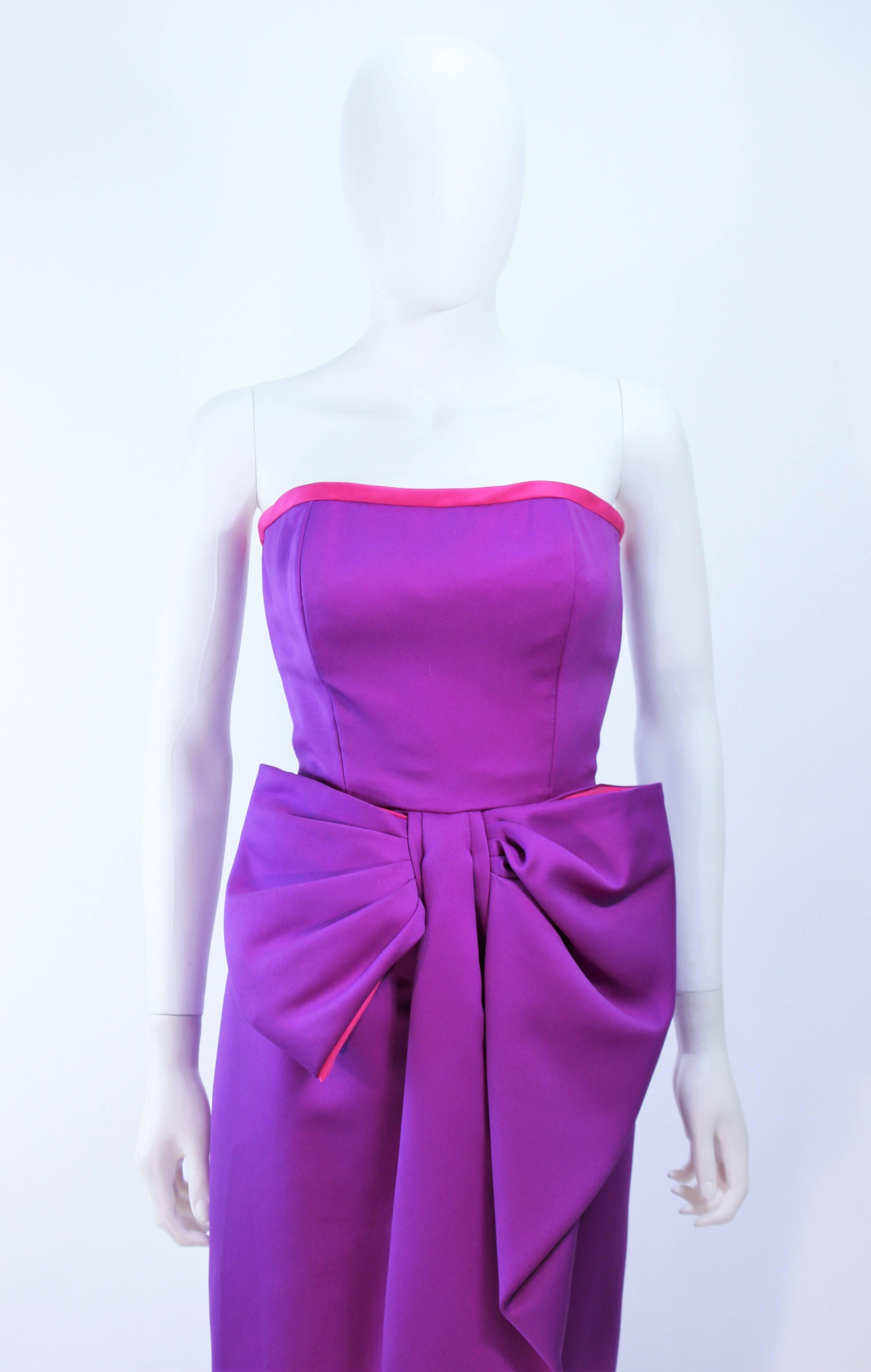 VICTOR COSTA Purple and Magenta Draped Bow Gown Size 8 10 In Excellent Condition In Los Angeles, CA