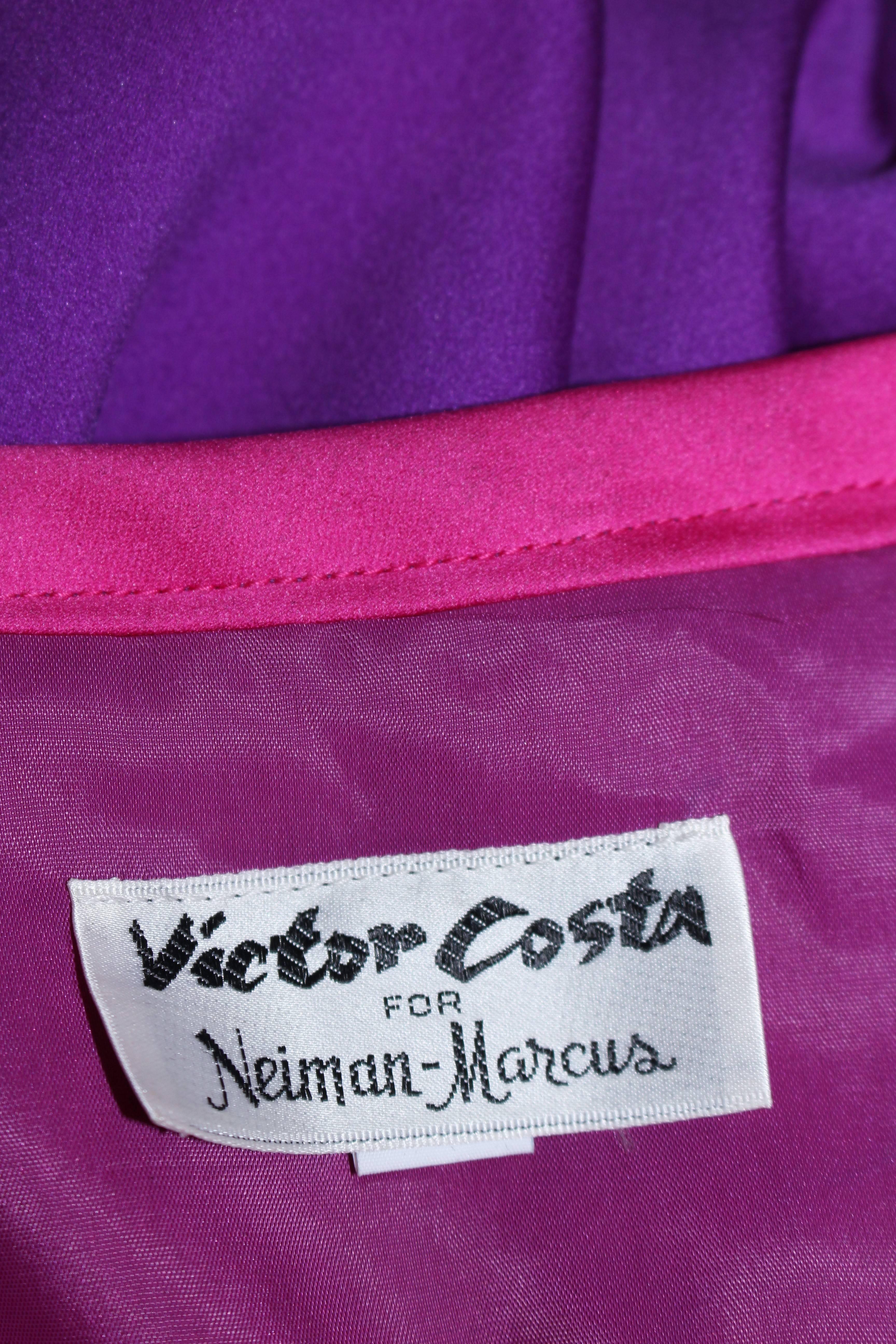 VICTOR COSTA Purple and Magenta Draped Bow Gown Size 8 10 3