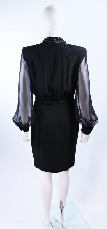 LIAN CARLO Black Sequin Chiffon Sheer Sleeve Cocktail Dress Size 8 For ...