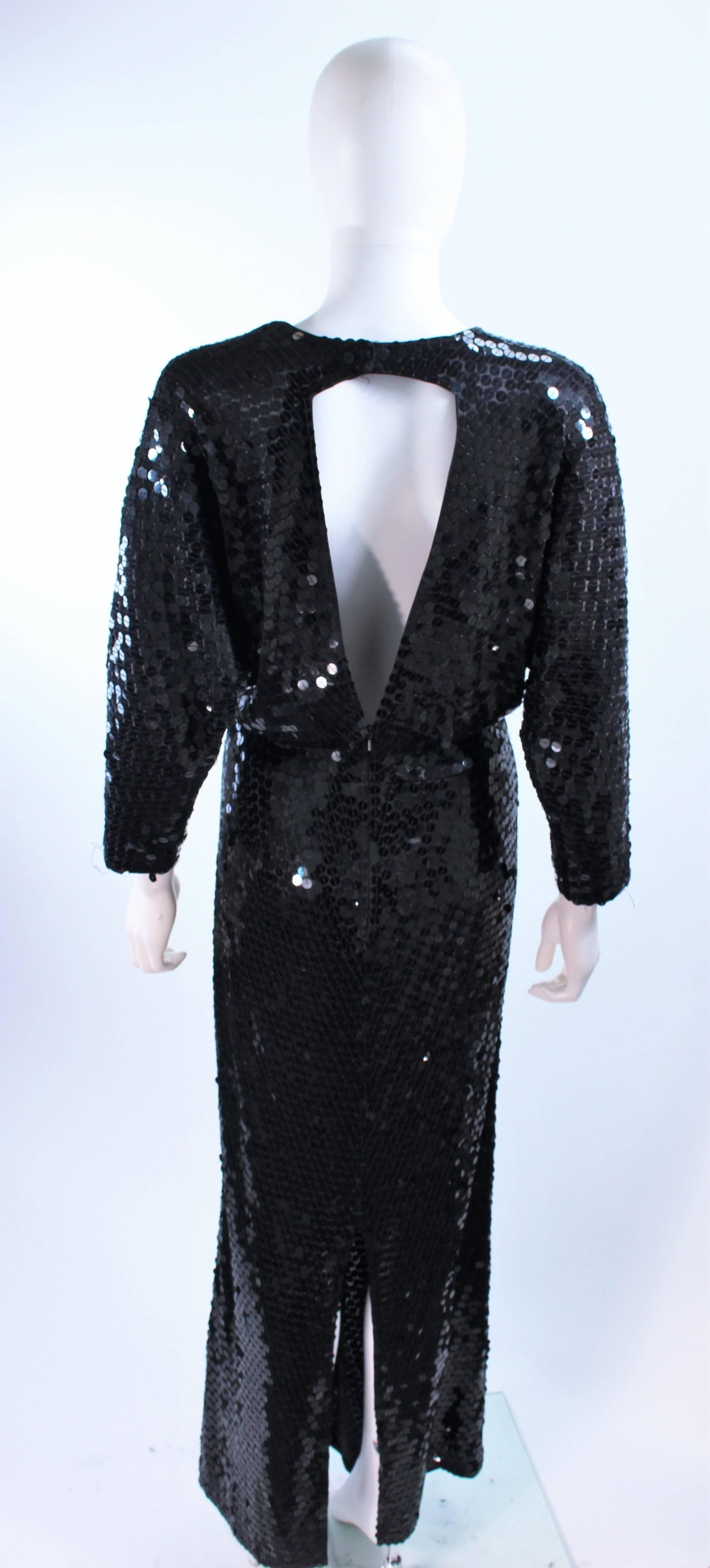 Women's OLEG CASSINI Black Sequin Draped Gown with Dolman Sleeve Size 10 For Sale