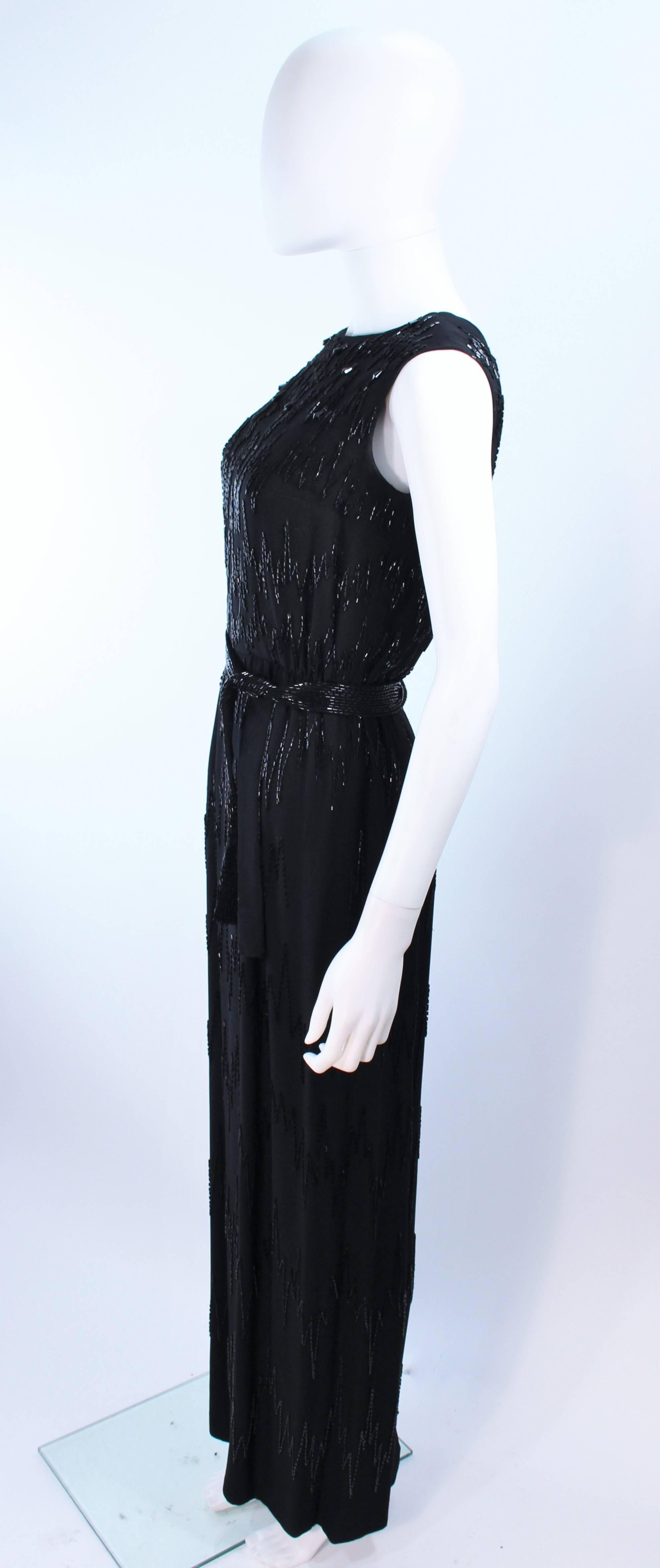 Vintage 1950's Hand beaded Gown with Belt Size 2 4 For Sale 1