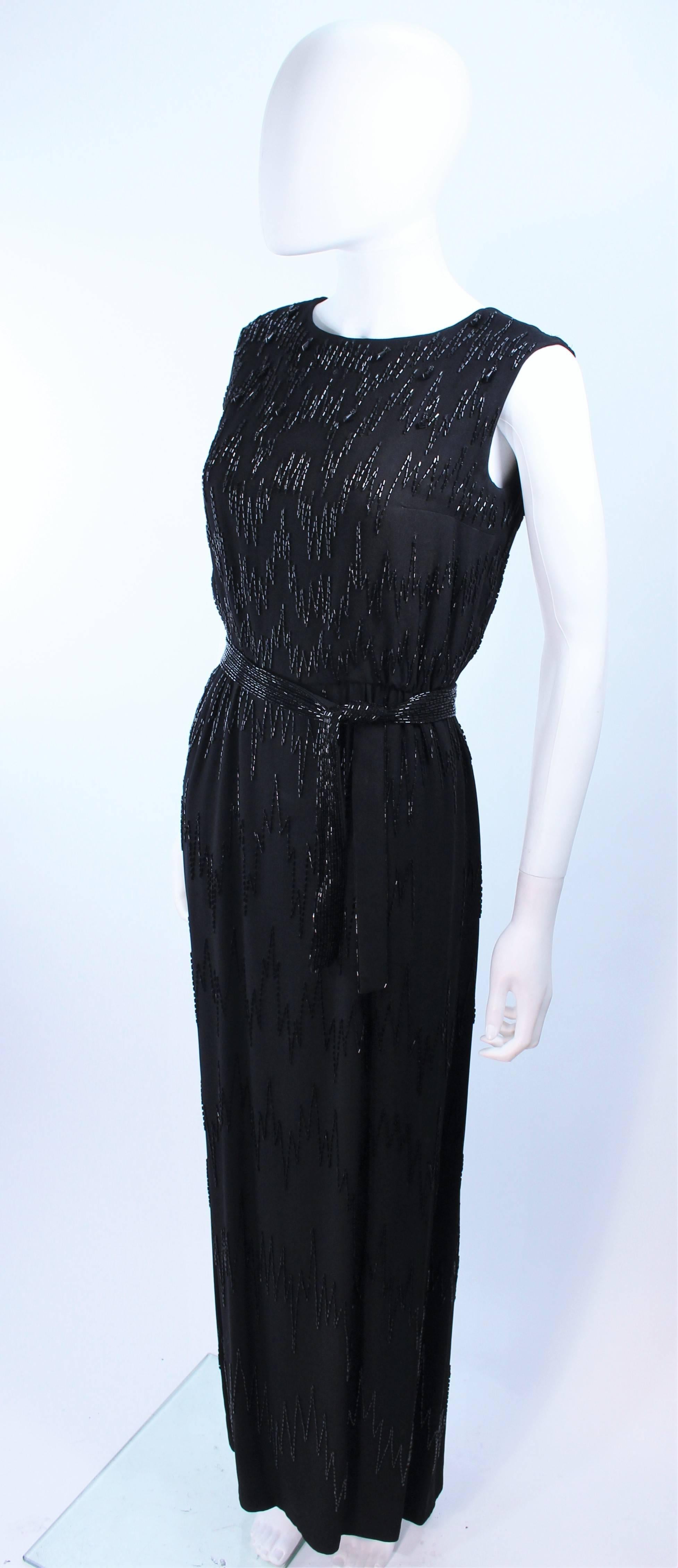 Women's Vintage 1950's Hand beaded Gown with Belt Size 2 4 For Sale