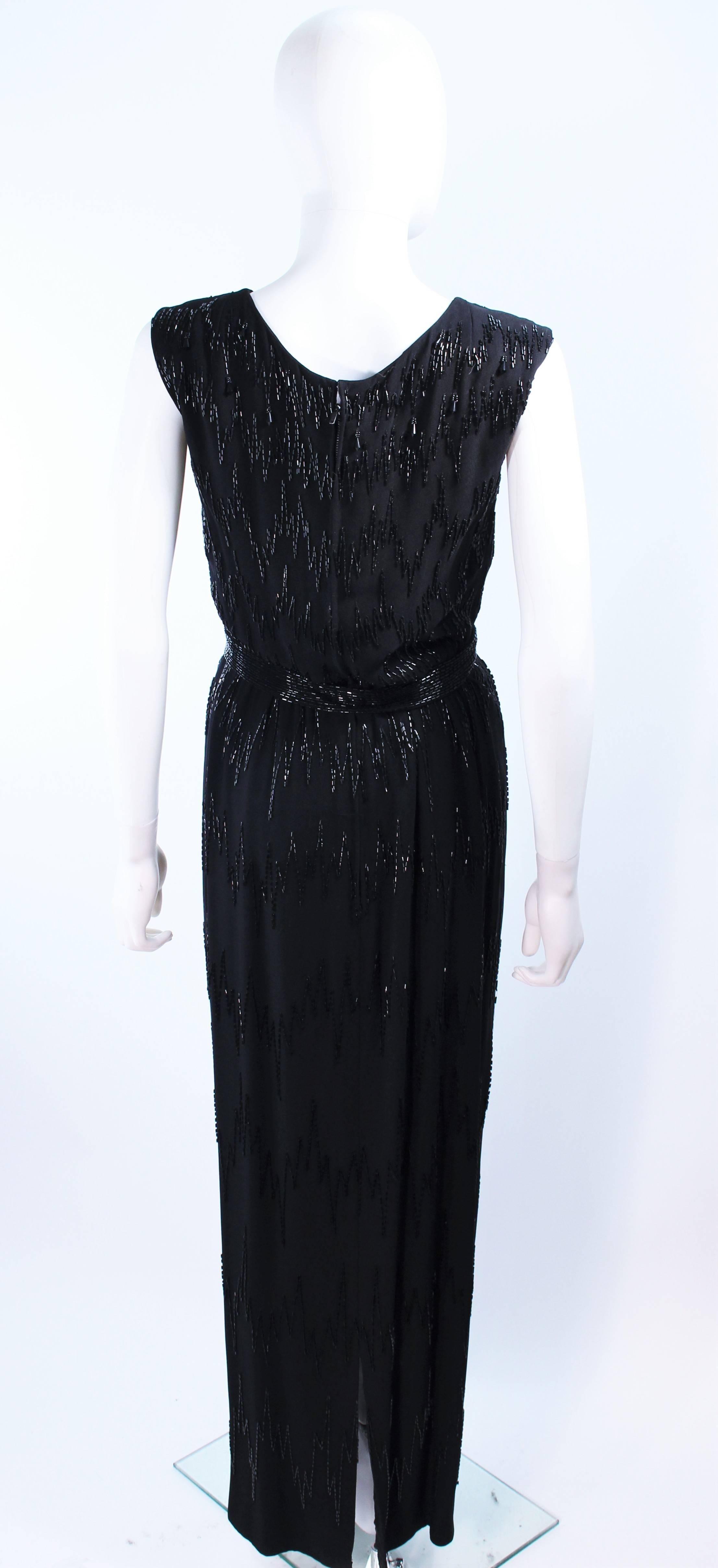 Vintage 1950's Hand beaded Gown with Belt Size 2 4 For Sale 2