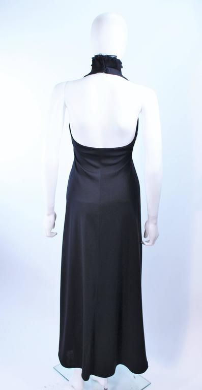 Vintage 1970's Black Jersey Halter Dress with Ruffled Collar Size 6 For ...