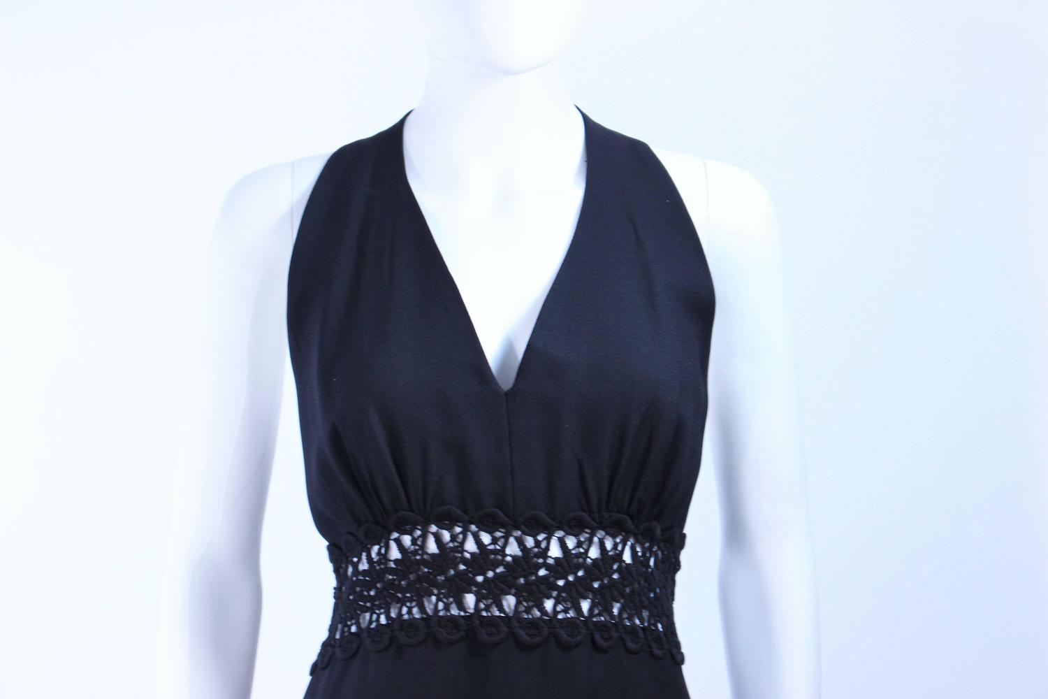 ALGO 1970's Black Lace Halter Maxi Gown Size 4 For Sale at 1stdibs