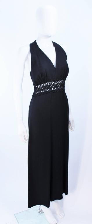 ALGO 1970's Black Lace Halter Maxi Gown Size 4 For Sale at 1stDibs
