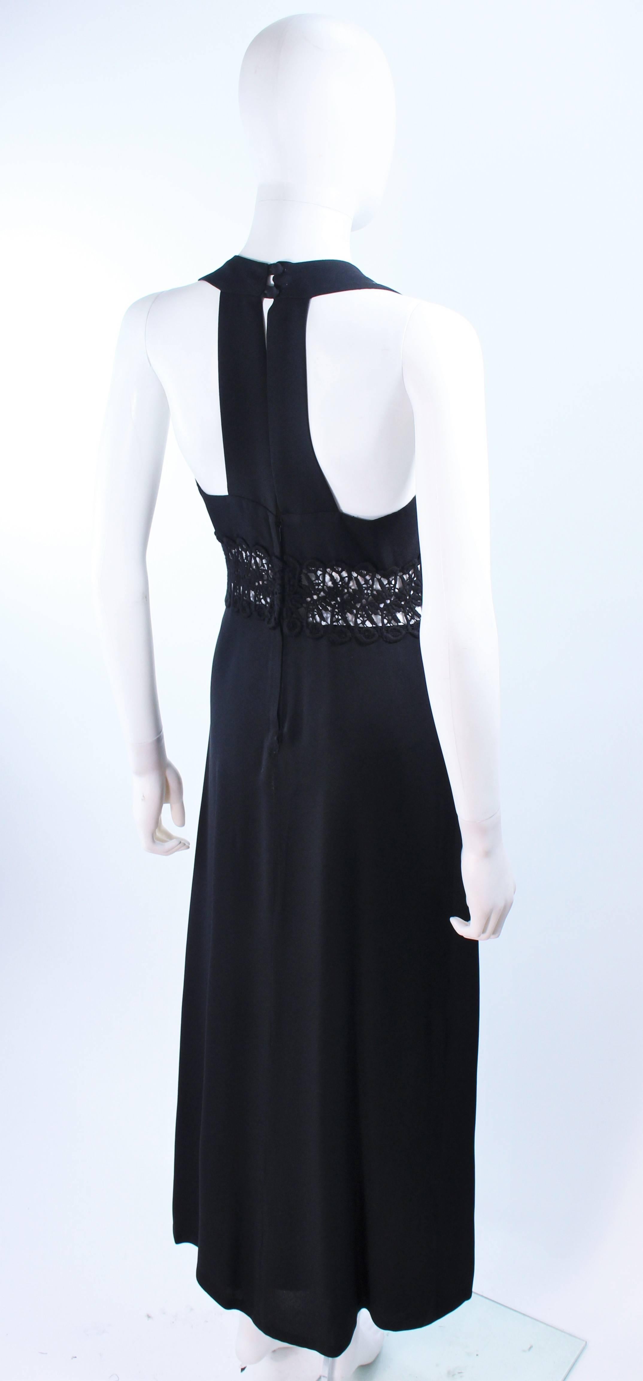 ALGO 1970's Black Lace Halter Maxi Gown Size 4 For Sale 2
