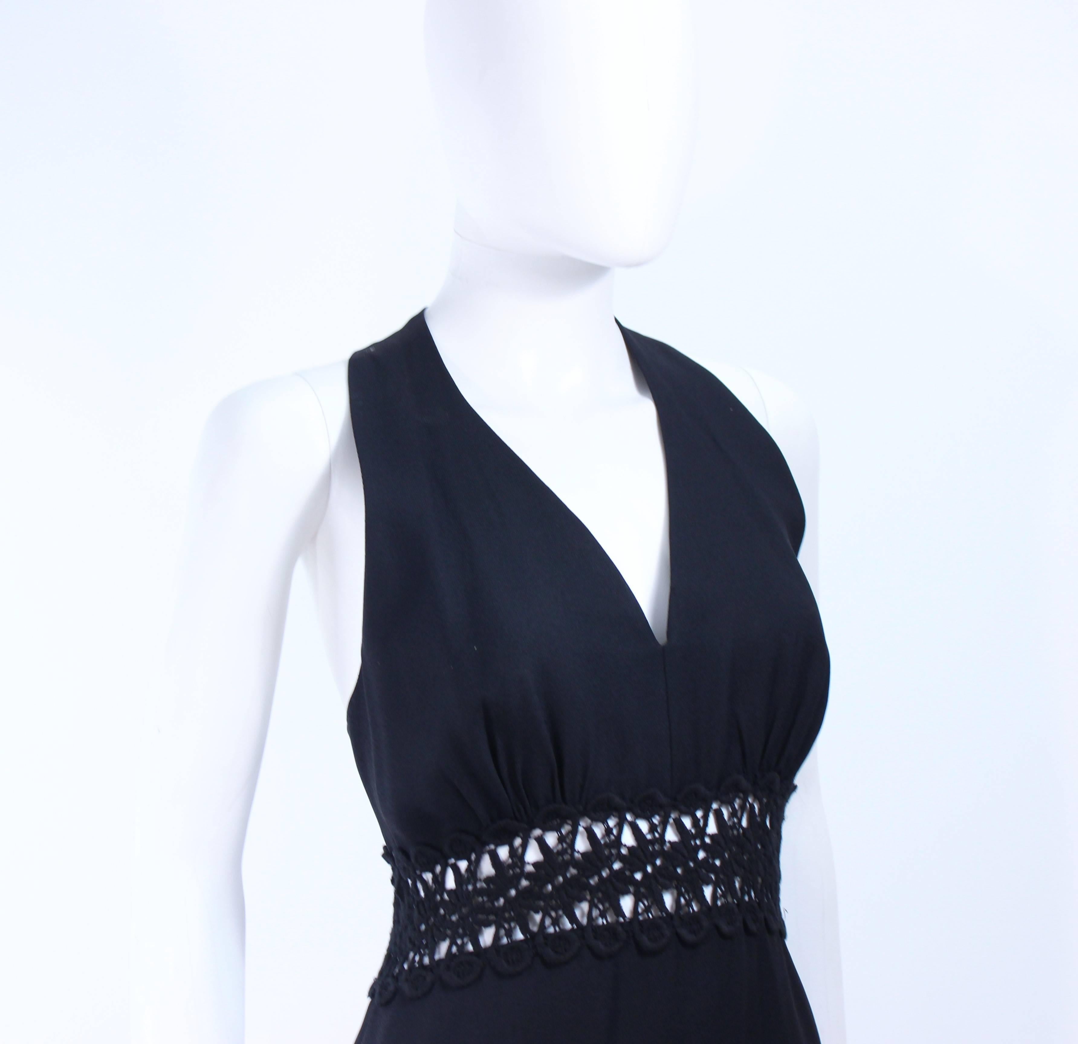 ALGO 1970's Black Lace Halter Maxi Gown Size 4 For Sale 1