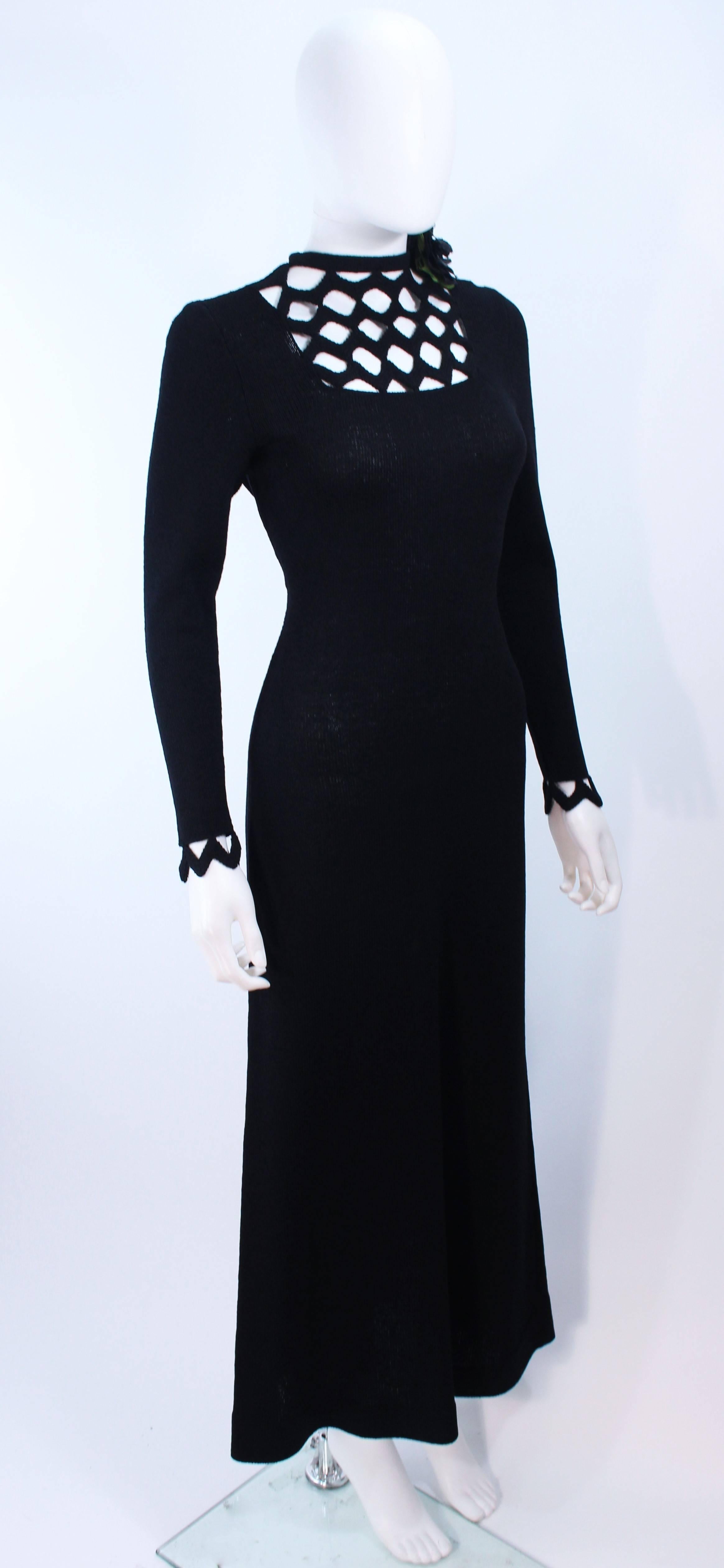 Femenino o masculino ADOLFO 1970's Bata negra de punto con detalle recortado Talla 8 10 en venta