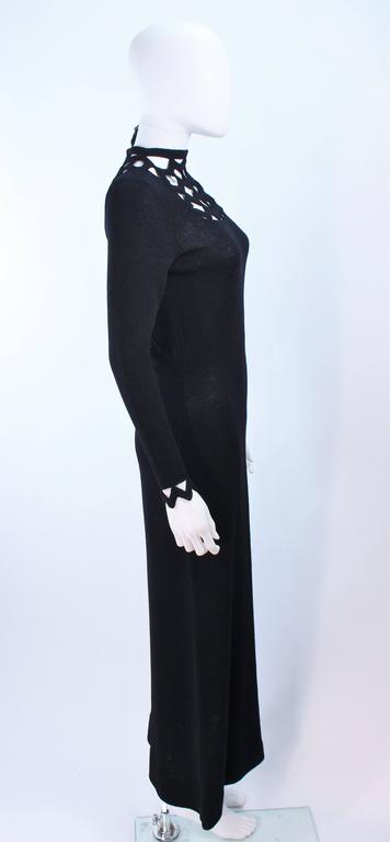 ADOLFO 1970's Black Knit Maxi Gown with Cut Out Detail Size 8 10 For ...