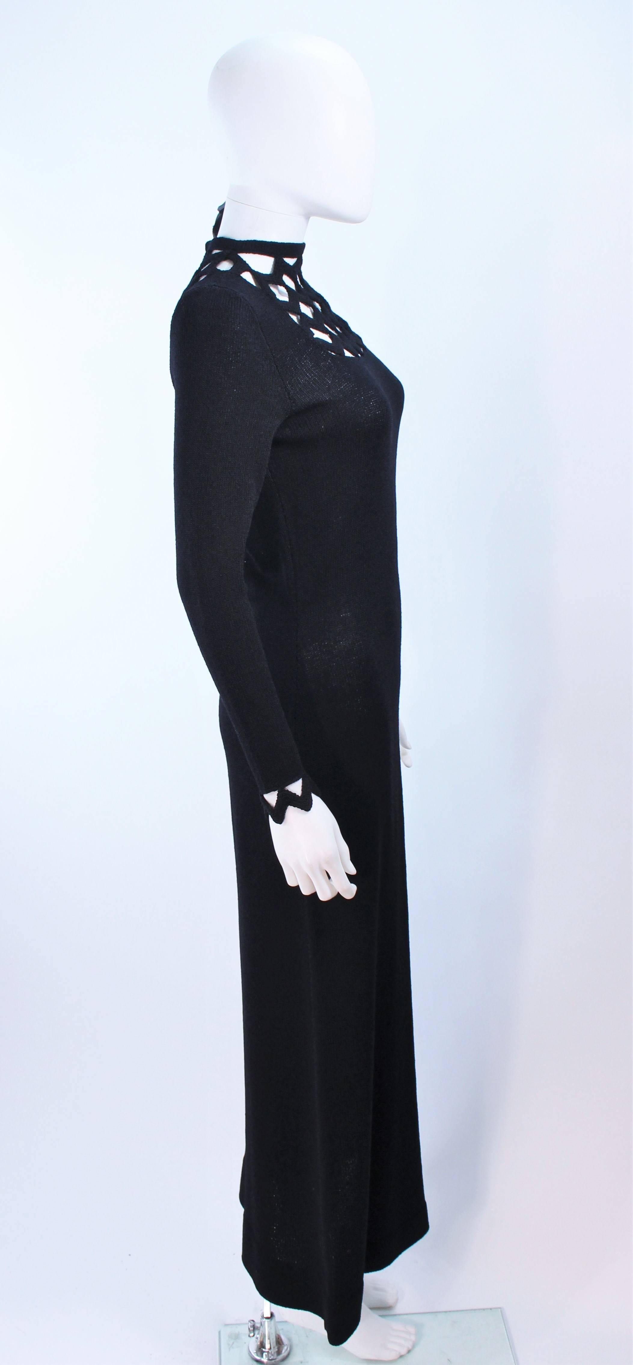 ADOLFO 1970's Bata negra de punto con detalle recortado Talla 8 10 en venta 3
