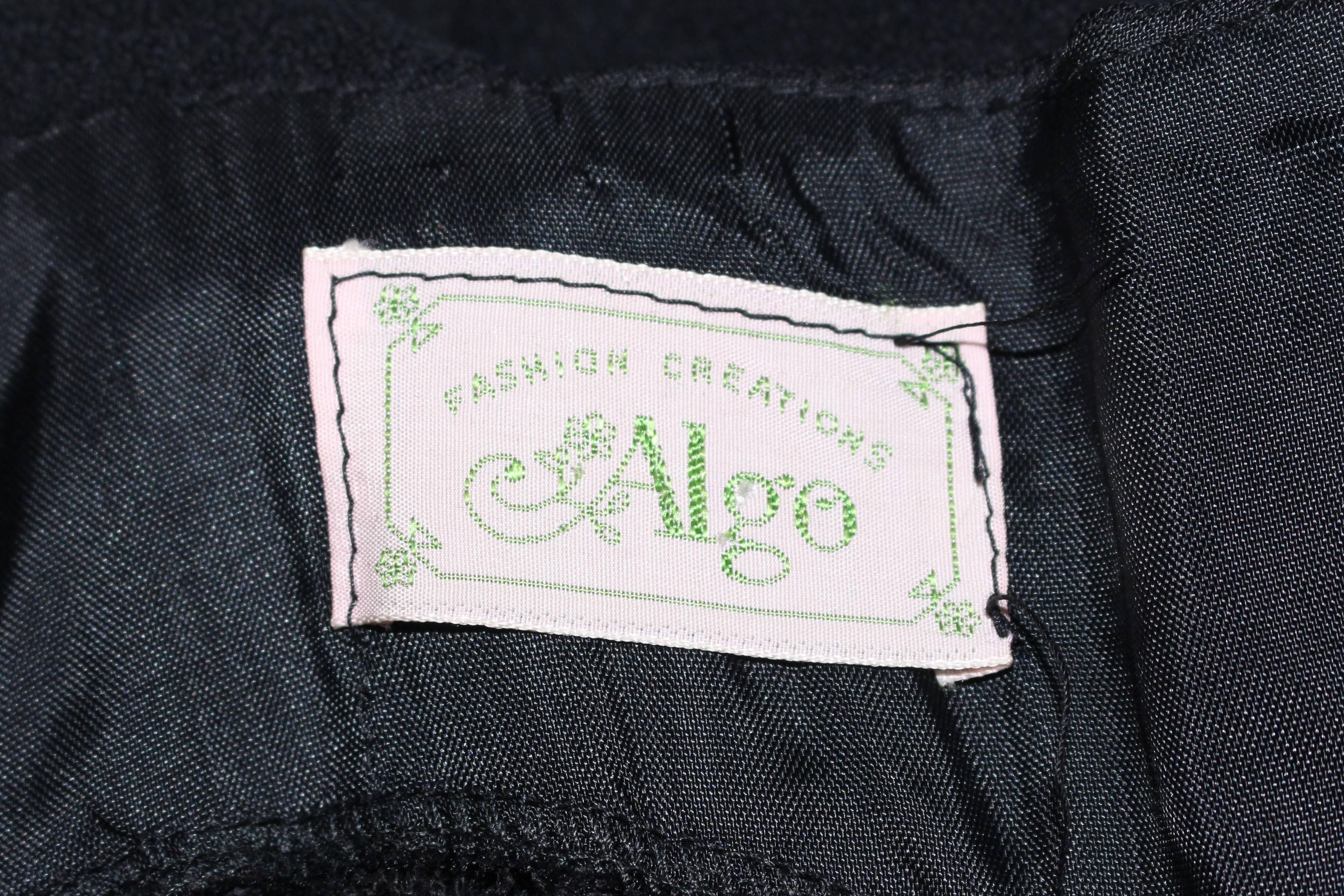 ALGO 1970's Black Lace Halter Maxi Gown Size 4 For Sale 5