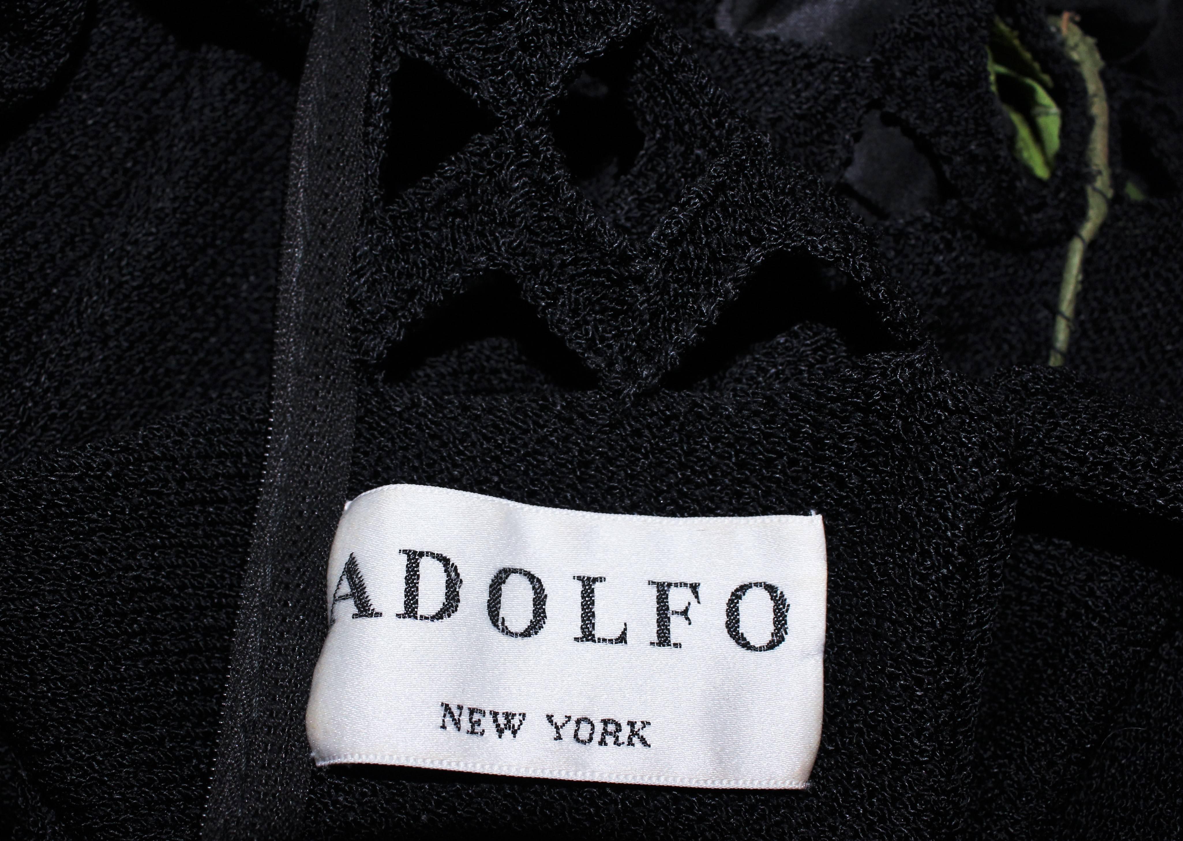 ADOLFO 1970's Bata negra de punto con detalle recortado Talla 8 10 en venta 5