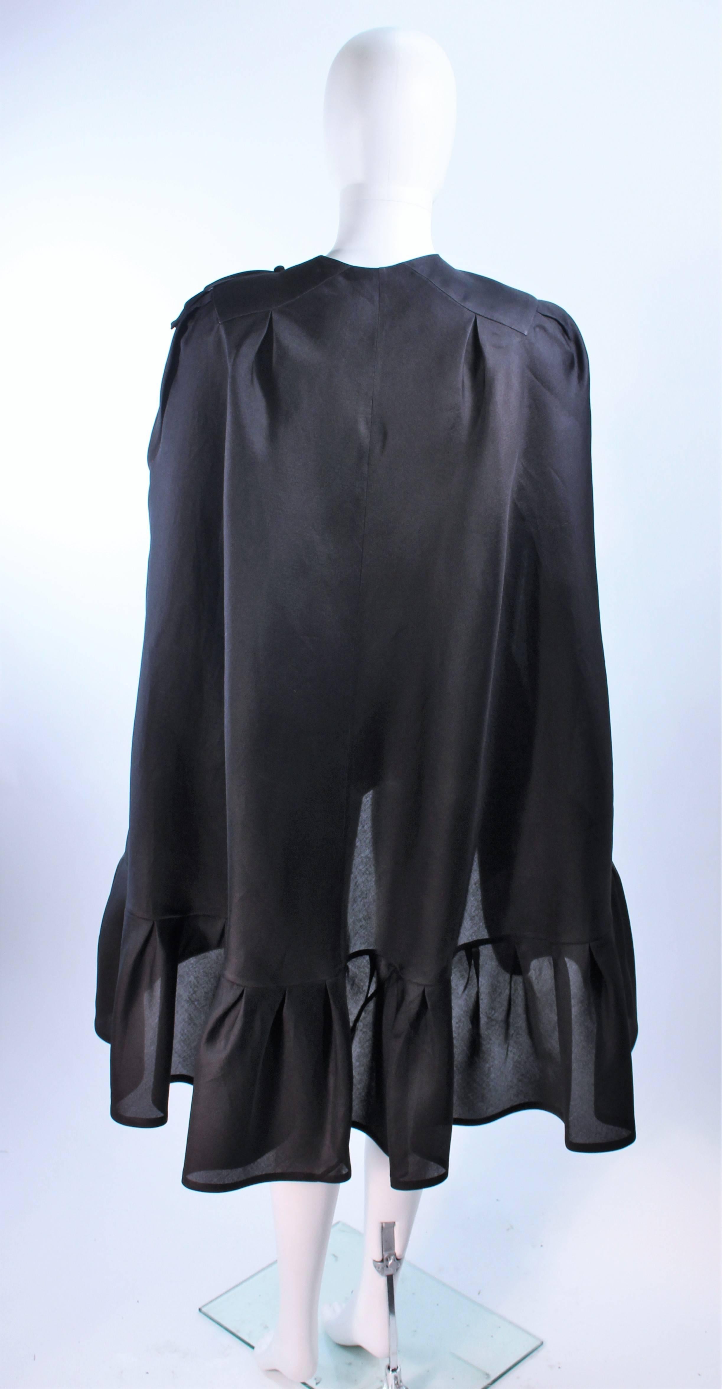 ANDRE LAUG ITALY Black Silk Ruffle Evening Cape For Sale 4