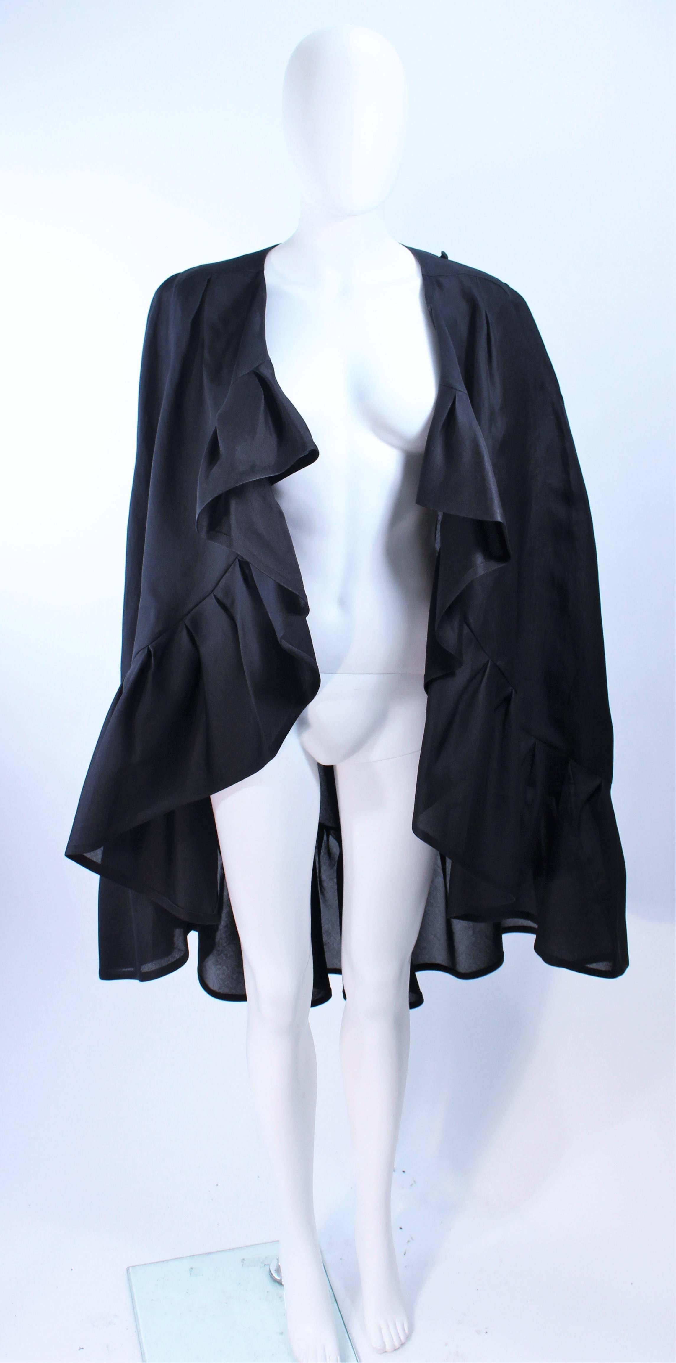 ANDRE LAUG ITALY Black Silk Ruffle Evening Cape For Sale 5