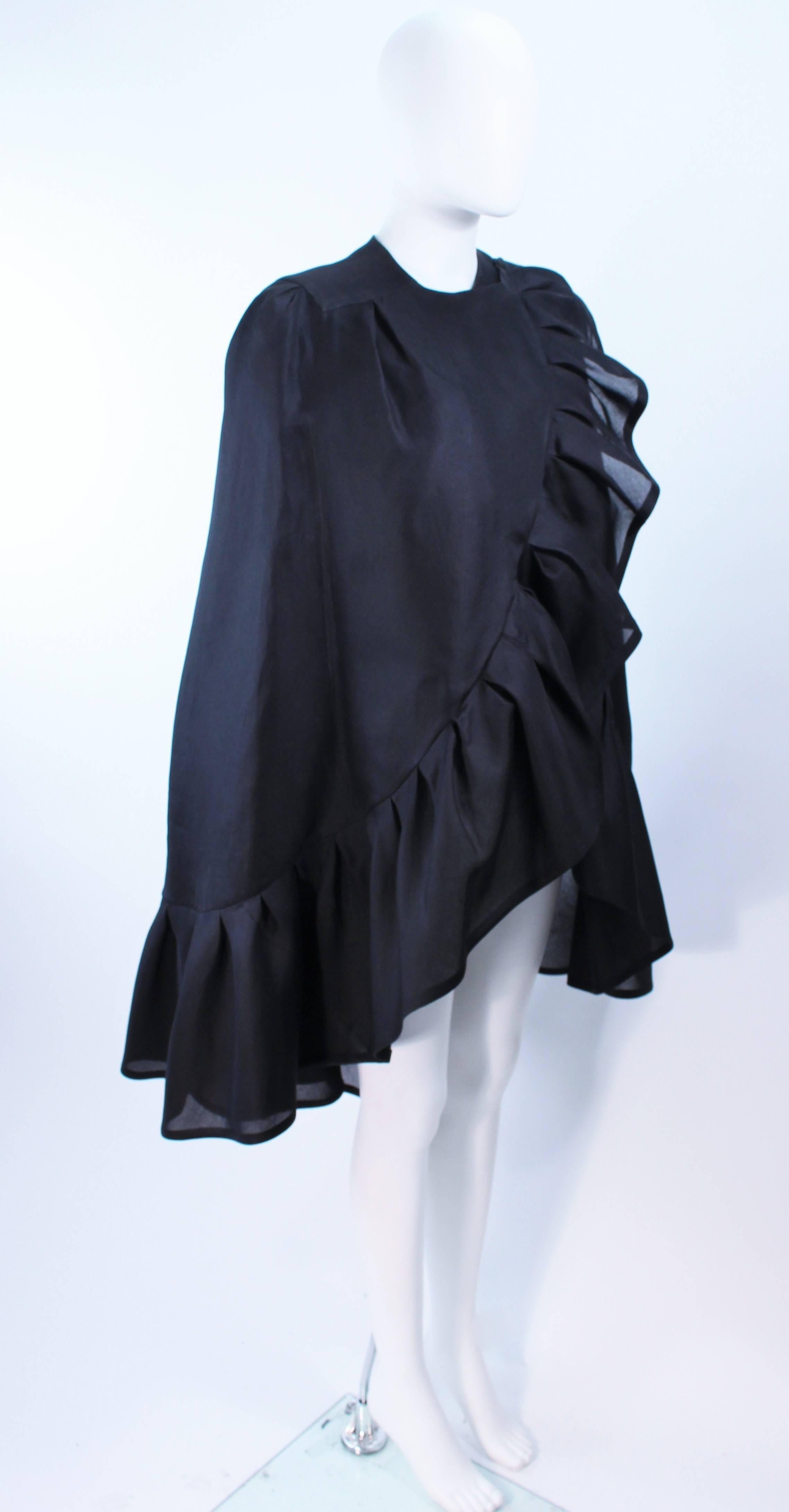 Women's ANDRE LAUG ITALY Black Silk Ruffle Evening Cape For Sale