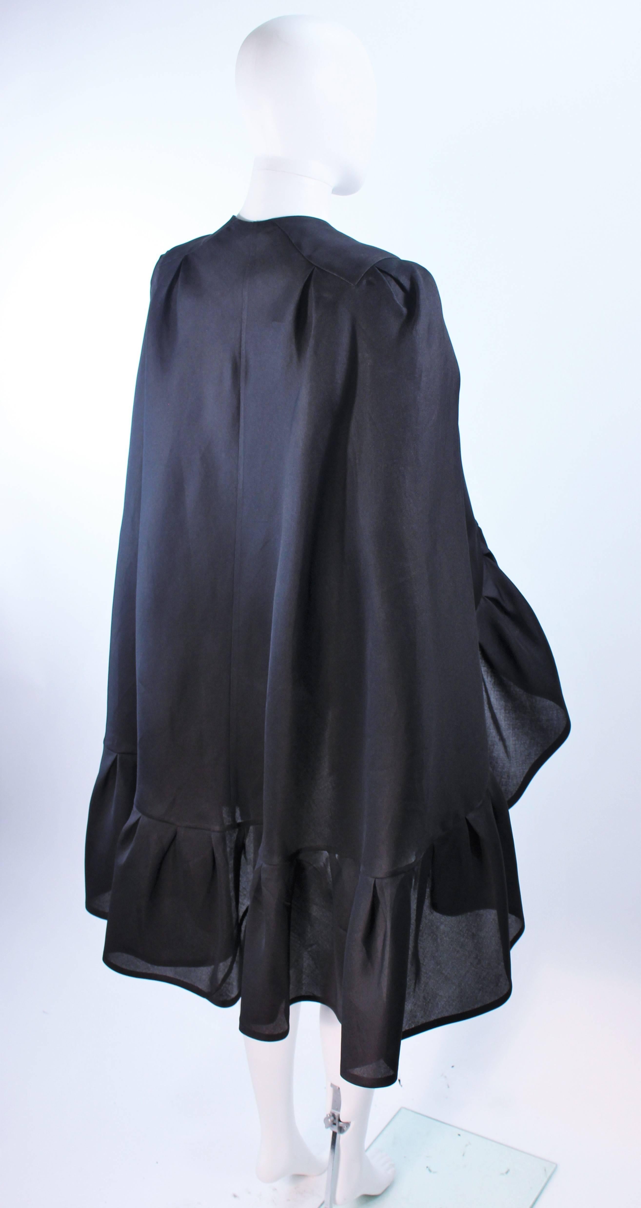 ANDRE LAUG ITALY Black Silk Ruffle Evening Cape For Sale 3