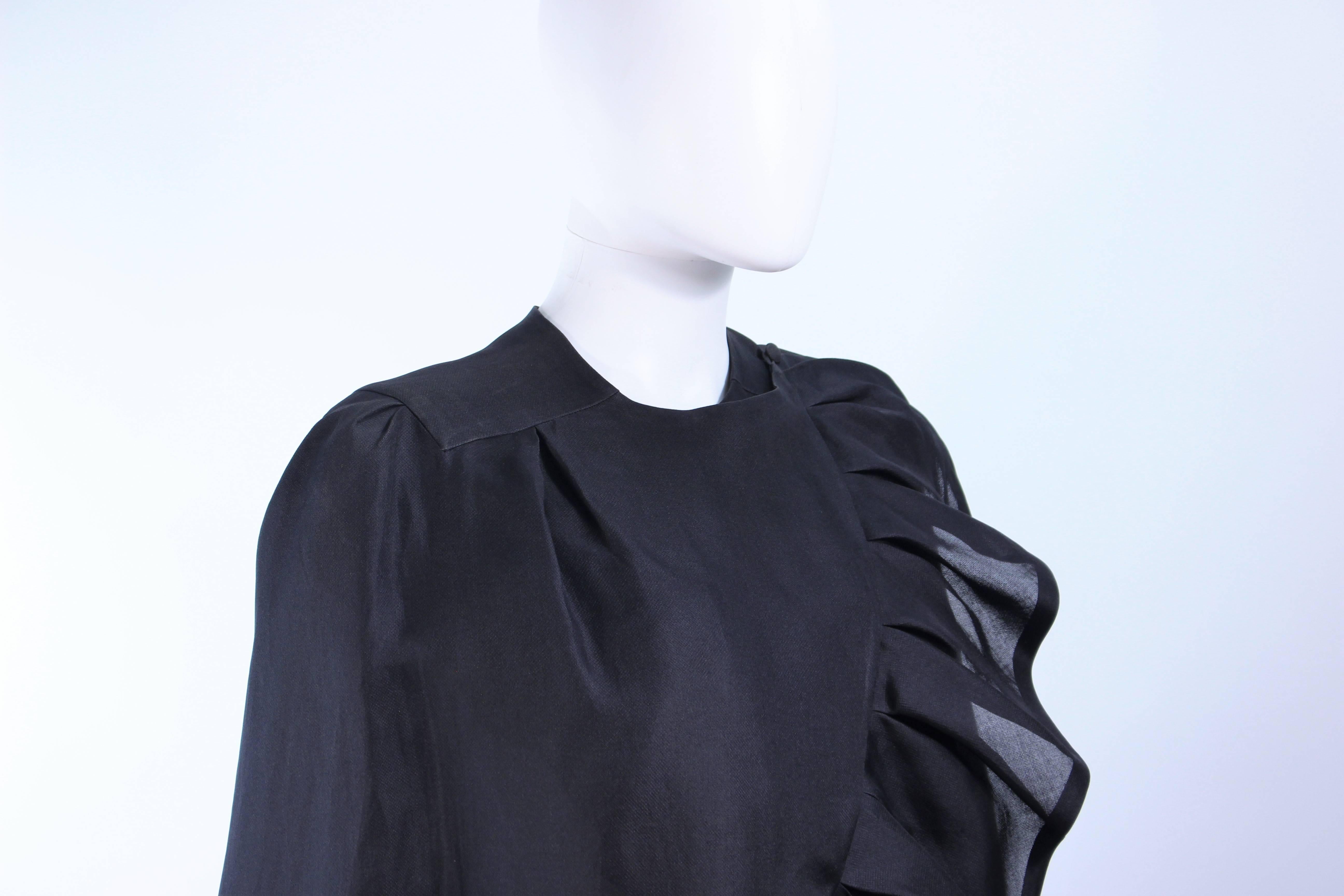 ANDRE LAUG ITALY Black Silk Ruffle Evening Cape For Sale 2