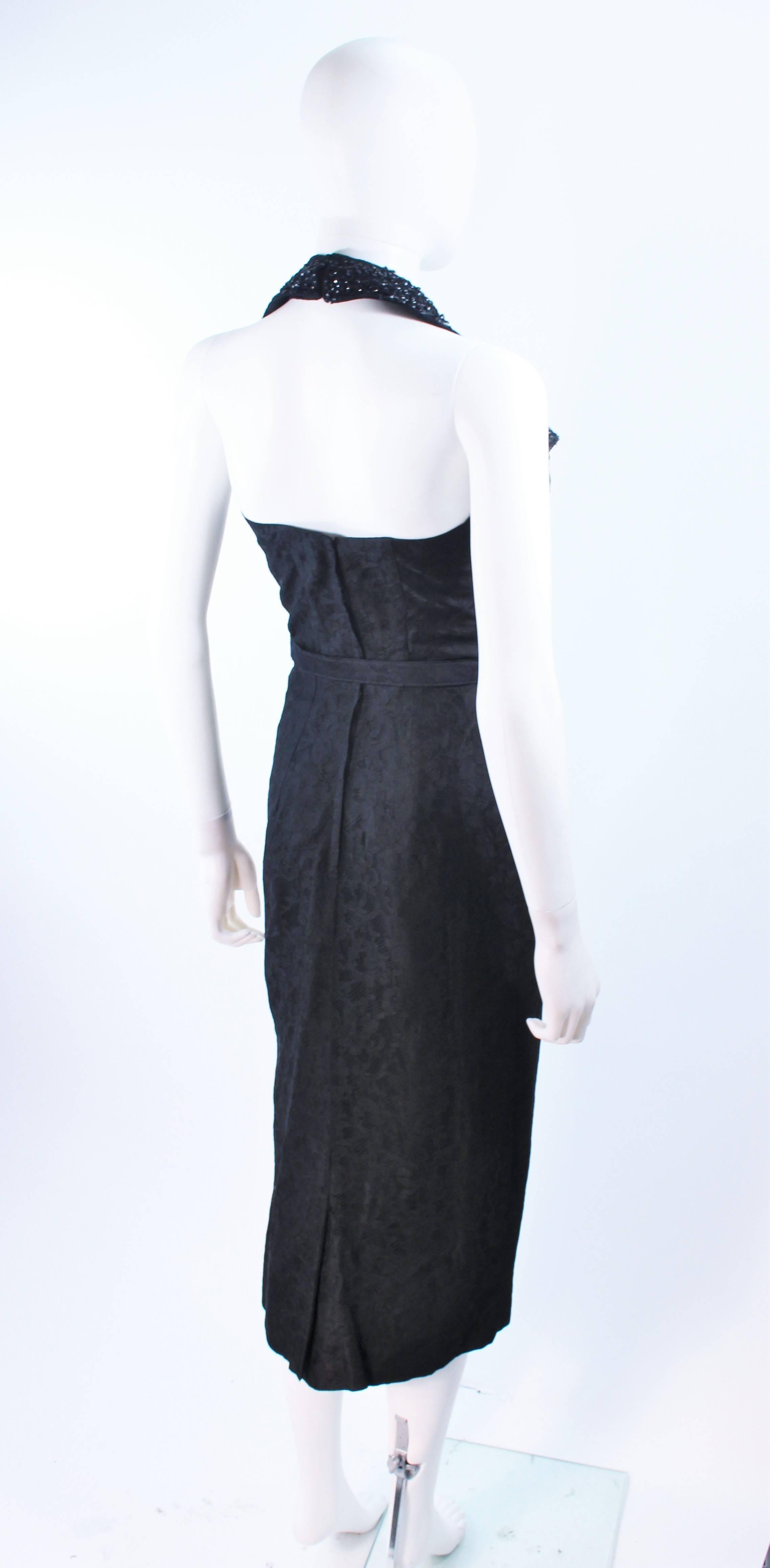 MIGUEL by Kenneth Johnson 1950's  Black Lace Cocktail Dress Sequin Collar Size 0 For Sale 3