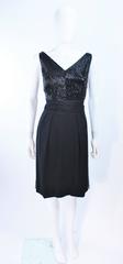 Vintage 1960's Black Beaded Silk Chiffon Cocktail Dress Size 6