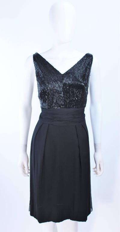 Vintage 1960's Black Beaded Silk Chiffon Cocktail Dress Size 6 For Sale ...