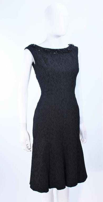 Vintage 1960's Black Brocade Cocktail Dress with Beaded Neckline Size 2 ...