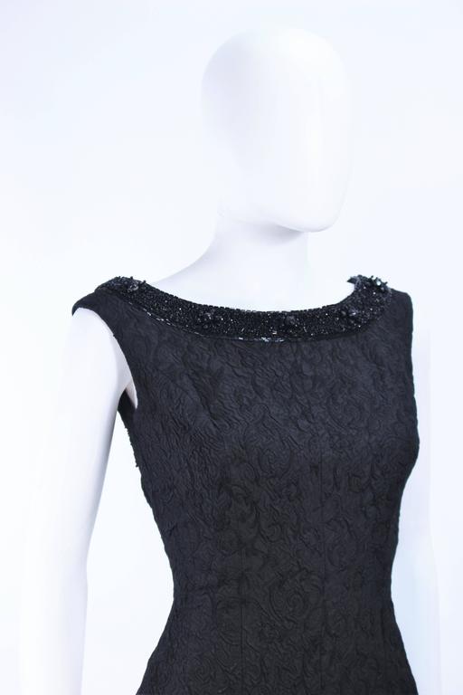 Vintage 1960's Black Brocade Cocktail Dress with Beaded Neckline Size 2 ...