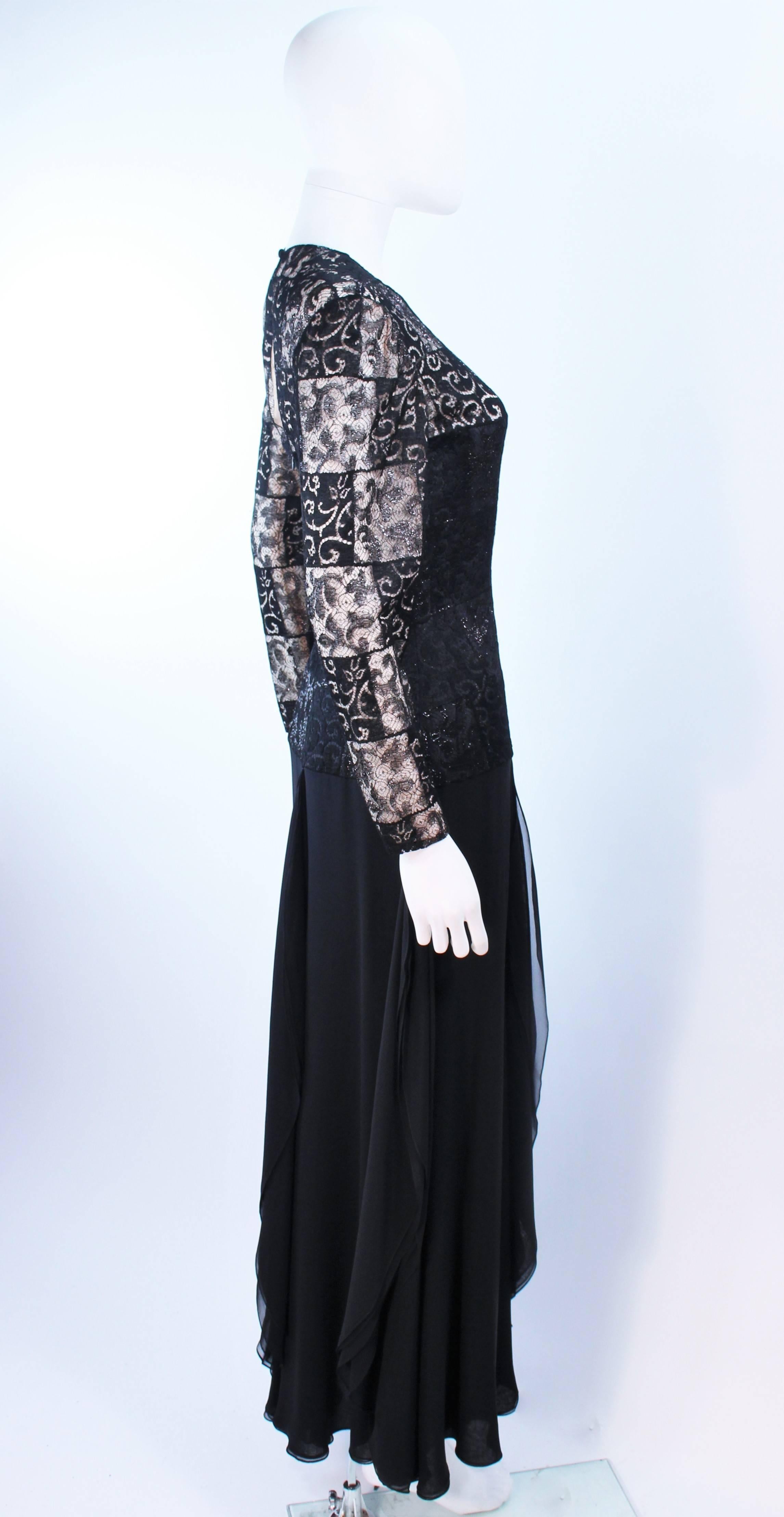 CAROLINA HERRERA Black Metallic Lace and Chiffon Gown Size 12 For Sale 2
