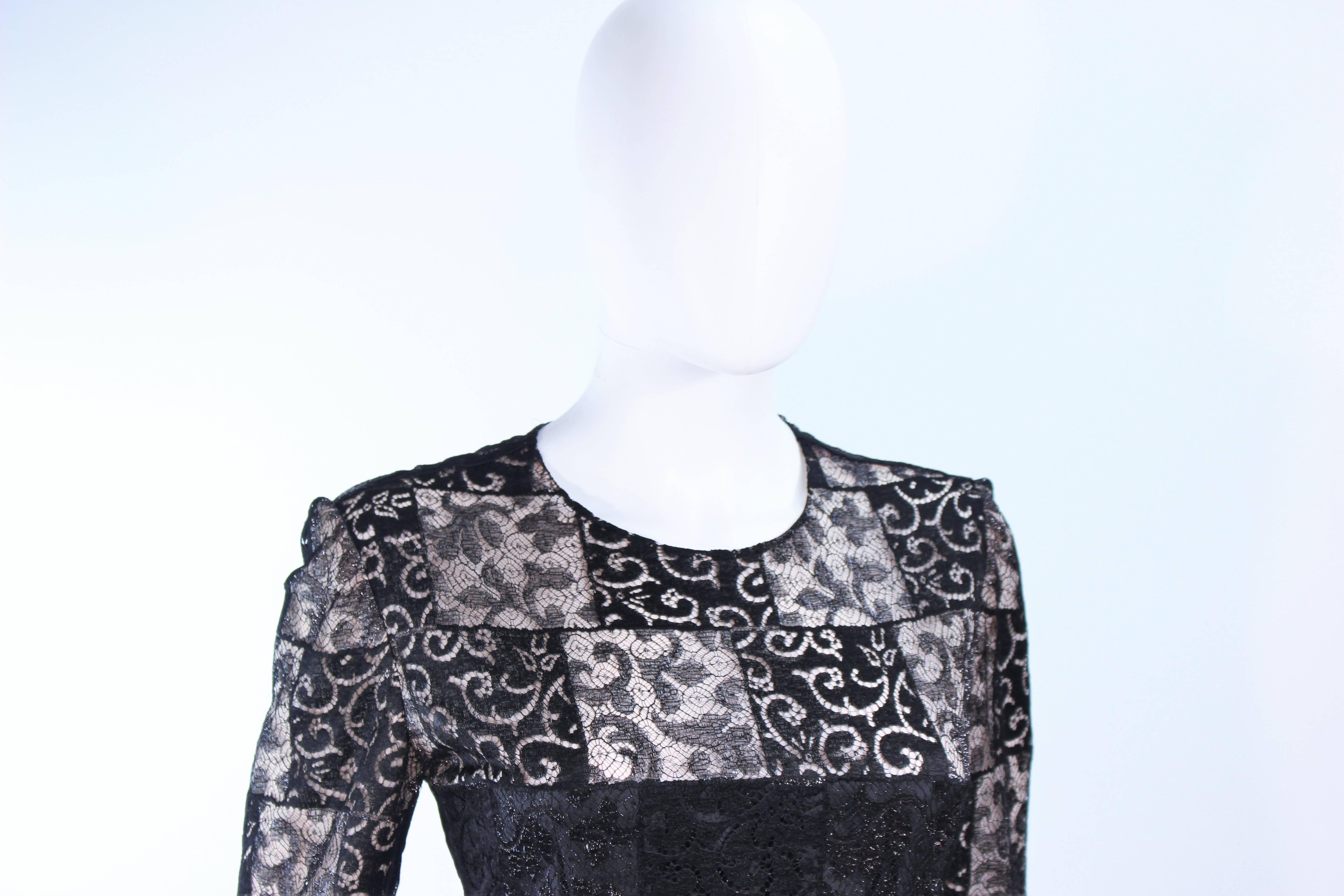 CAROLINA HERRERA Black Metallic Lace and Chiffon Gown Size 12 For Sale 1