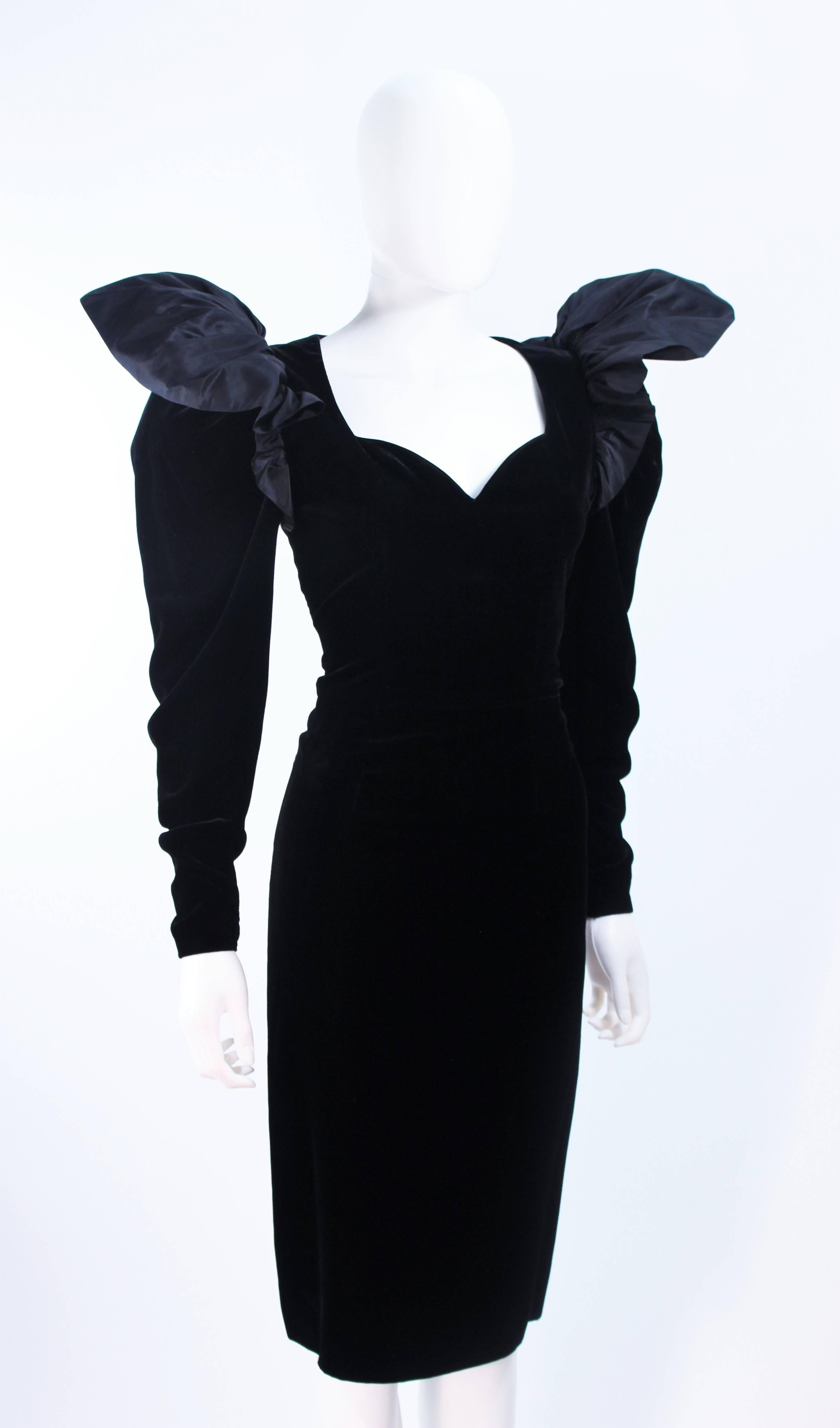 LANVIN Black Dramatic Velvet Cocktail Dress Size 6  In Excellent Condition In Los Angeles, CA
