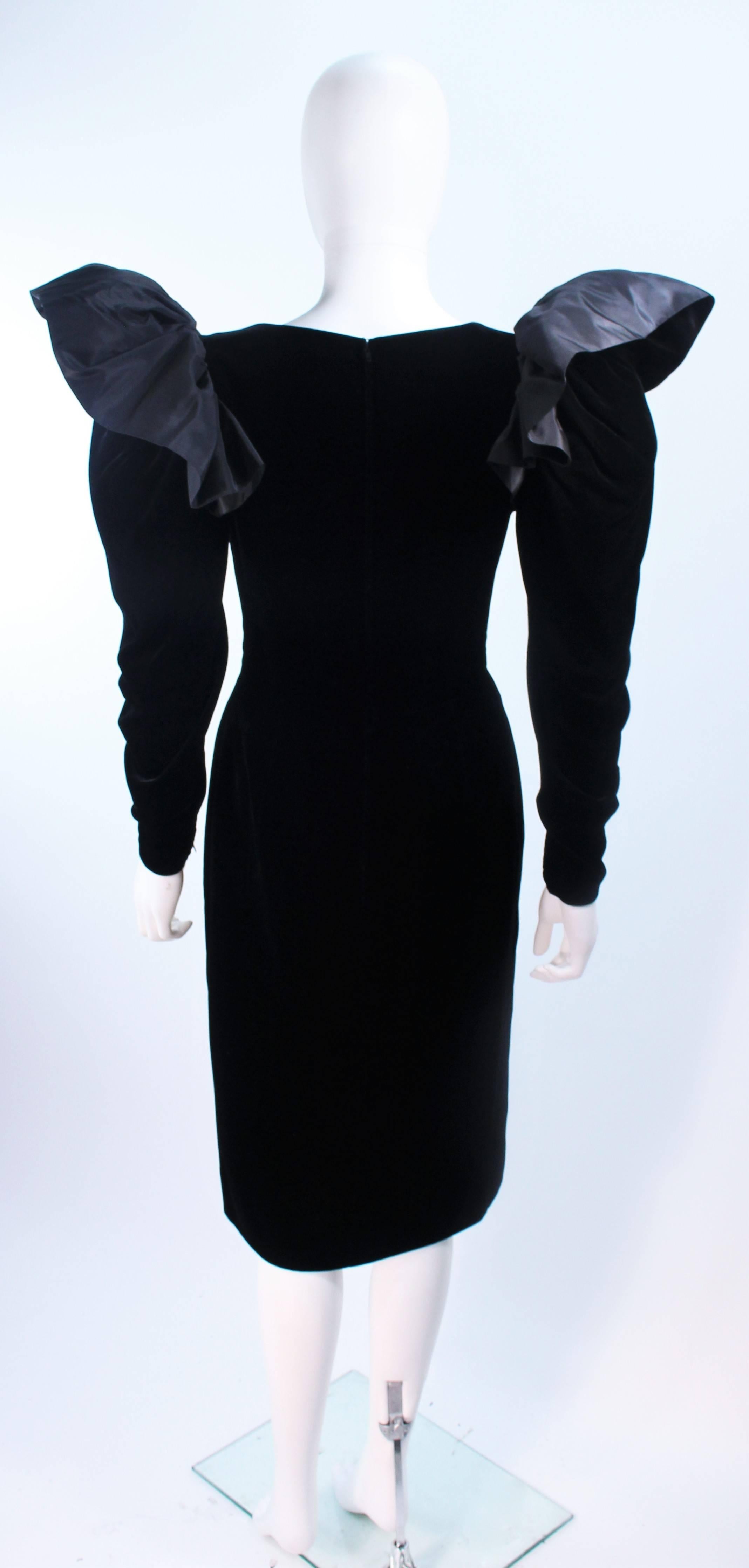 LANVIN Black Dramatic Velvet Cocktail Dress Size 6  2
