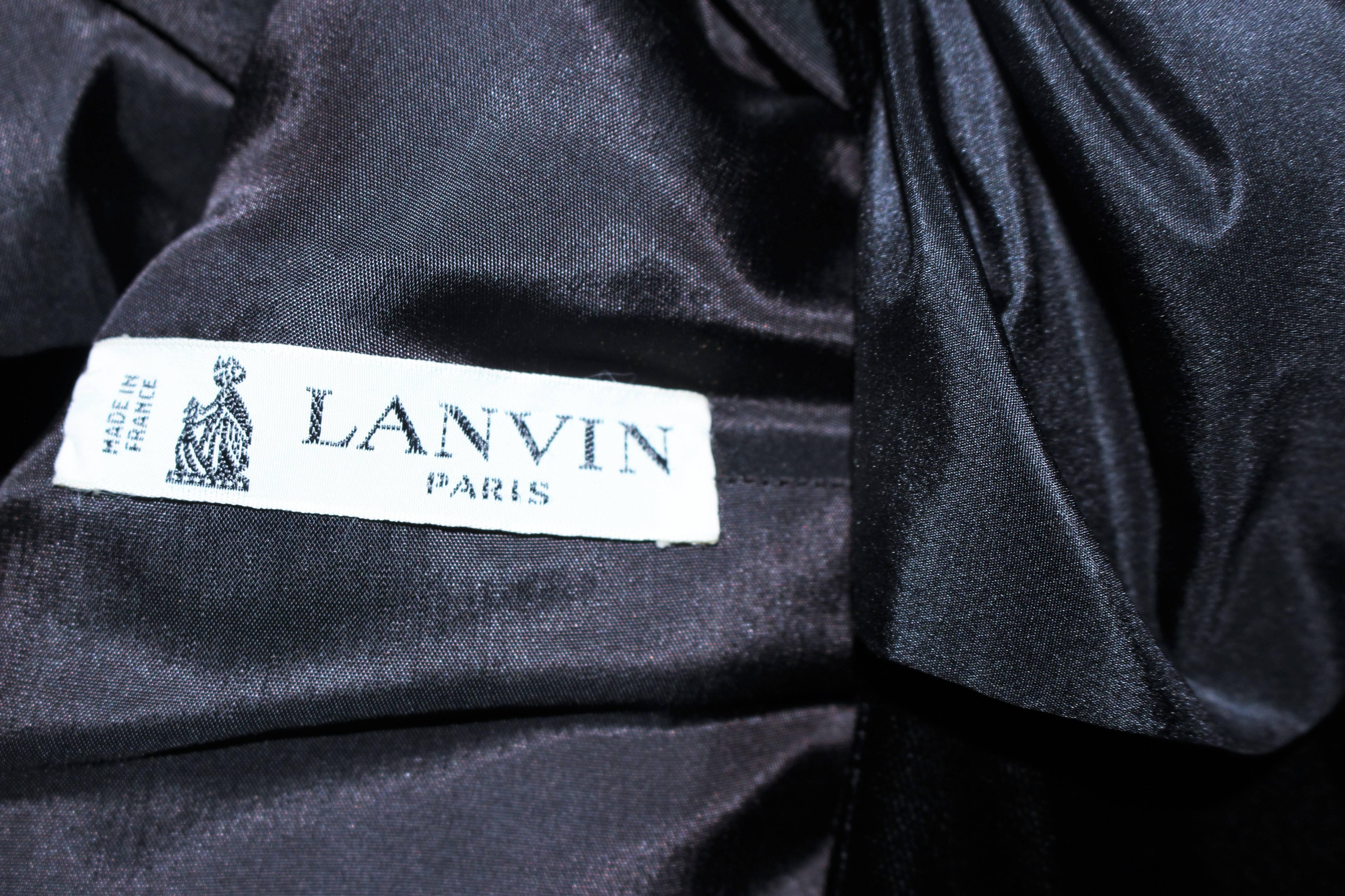 LANVIN Black Dramatic Velvet Cocktail Dress Size 6  4