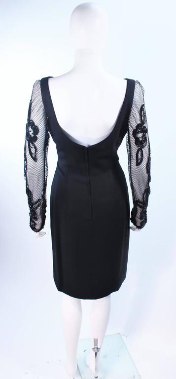 SYDNEY NORTH Black Silk Cocktail Dress with Sequin Mesh Sleeves Size 6 ...