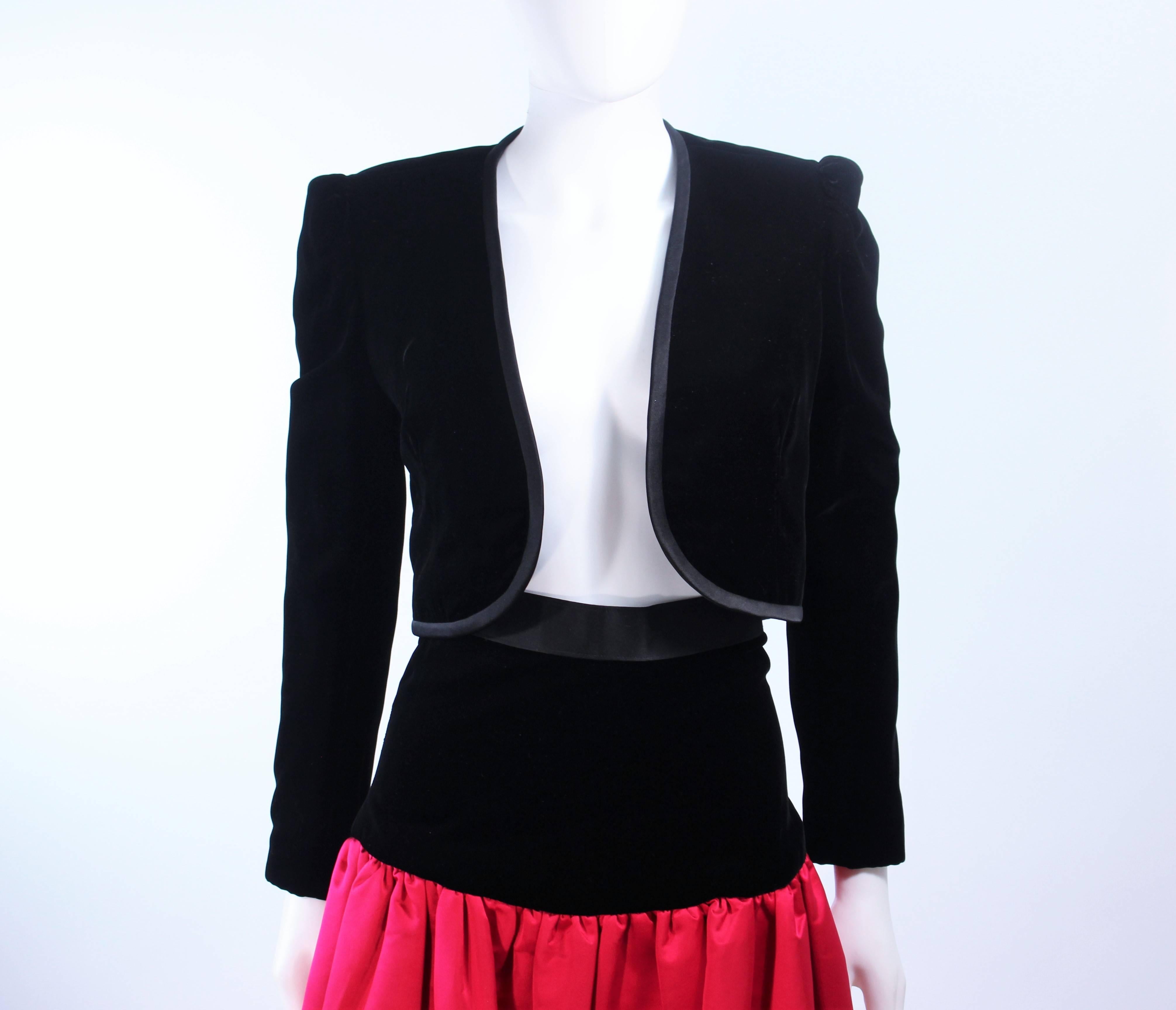 Women's ADOLFO Black and Red Silk & Velvet Evening Ensemble Size 4