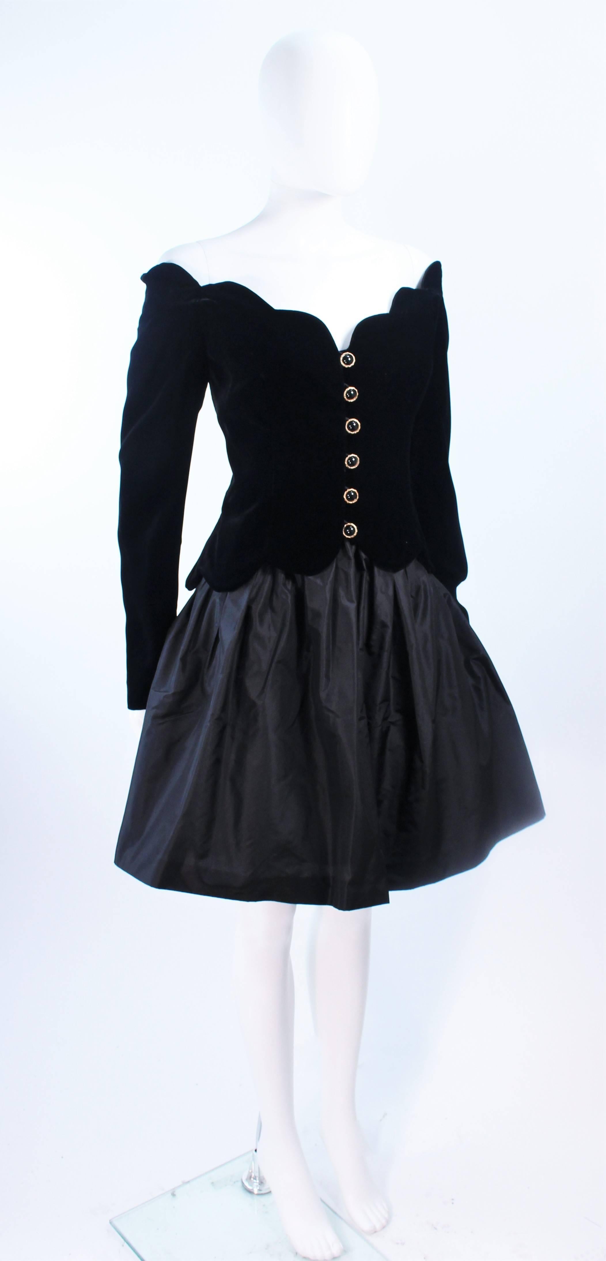 Black BELVILLE SASSON Velvet Skirt Evening Ensemble Off Shoulder Scallop Size 10 For Sale