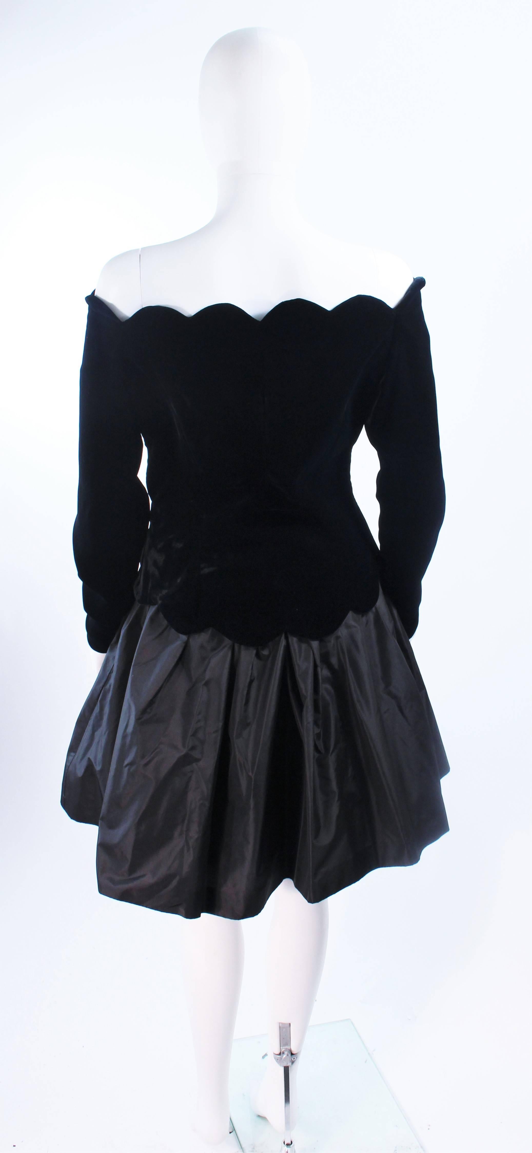 BELVILLE SASSON Velvet Skirt Evening Ensemble Off Shoulder Scallop Size 10 For Sale 1