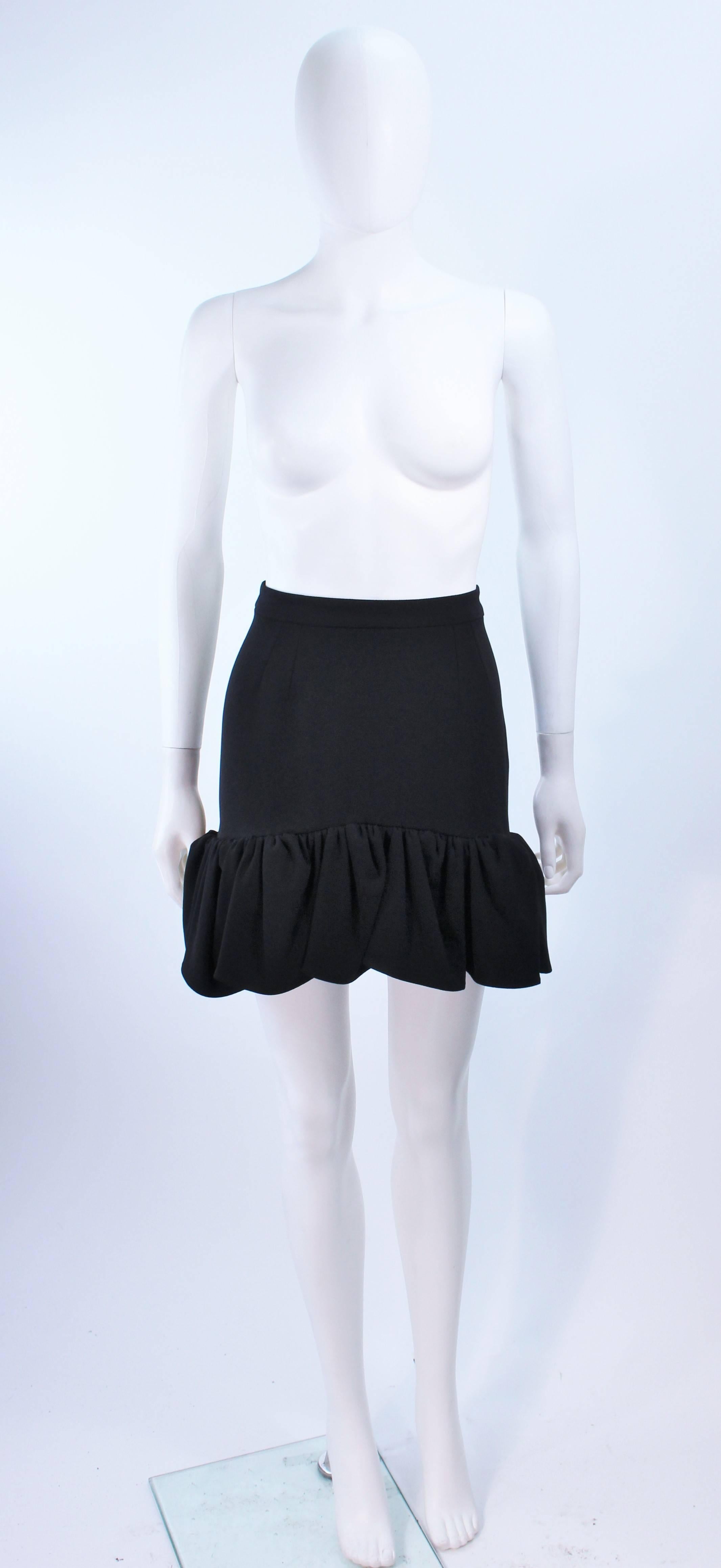 BALENCIAGA Black Ruffle Hem Skirt Wool Size 36 NWT In New Condition In Los Angeles, CA