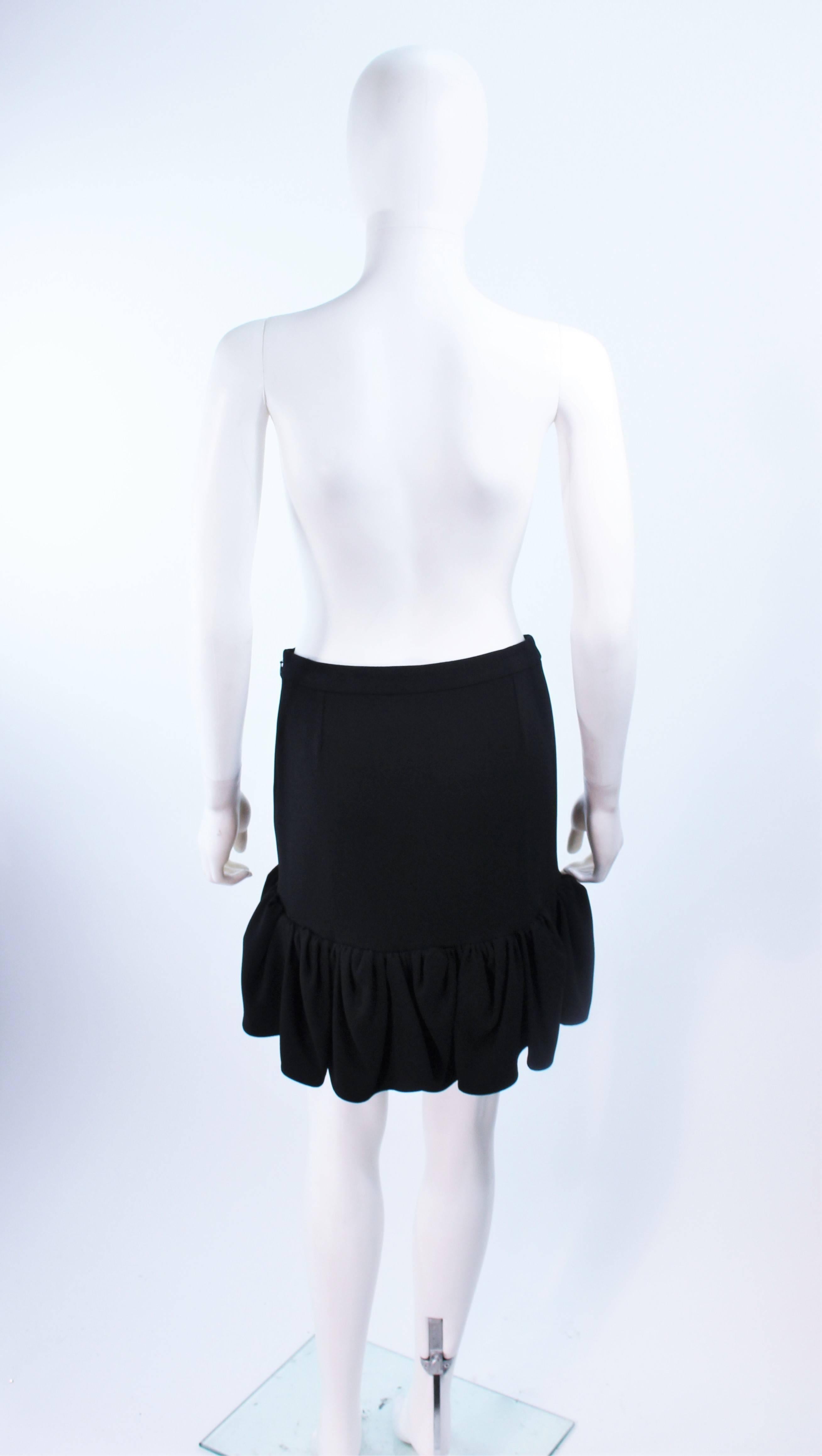 BALENCIAGA Black Ruffle Hem Skirt Wool Size 36 NWT 5