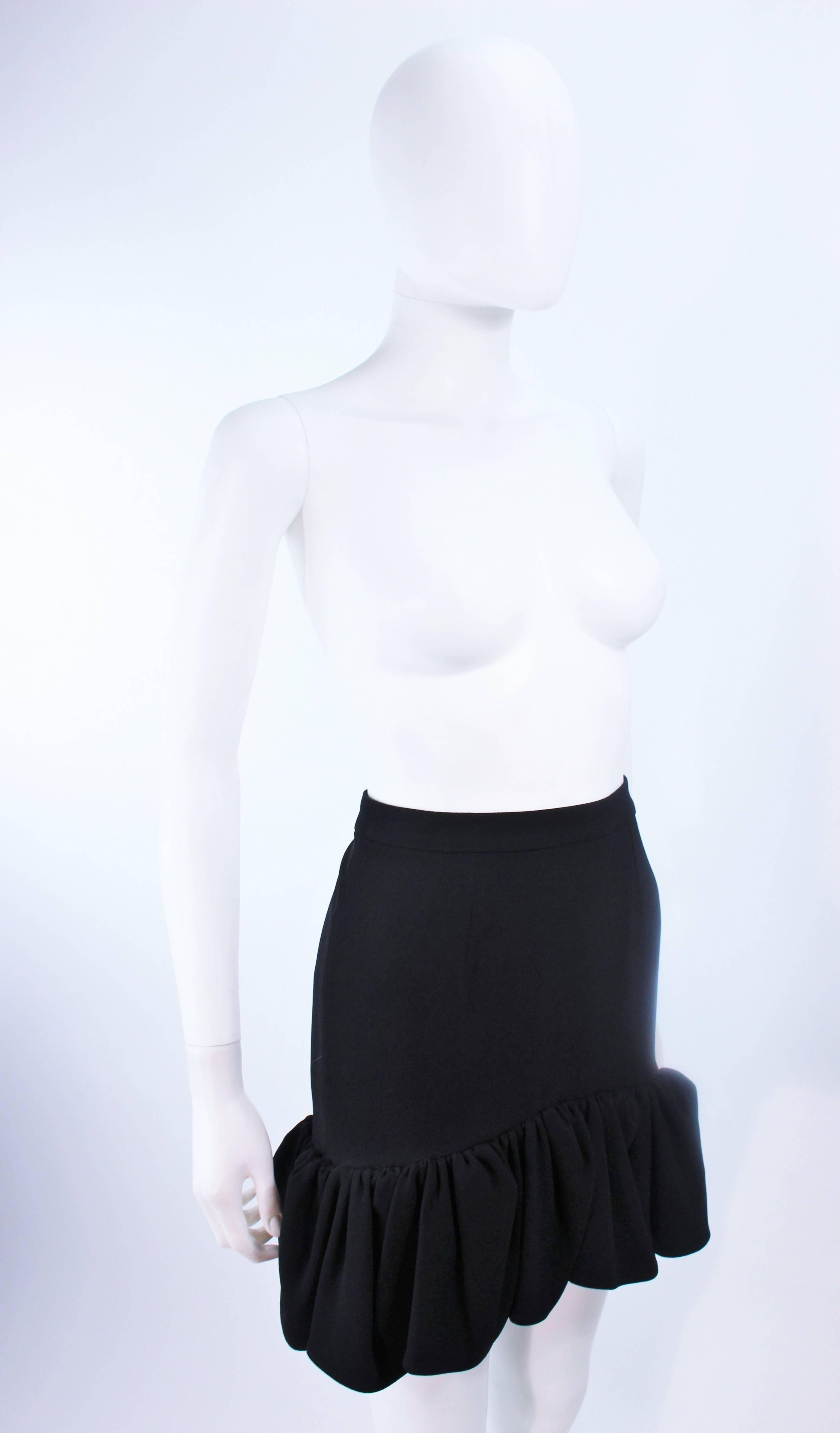 BALENCIAGA Black Ruffle Hem Skirt Wool Size 36 NWT 2