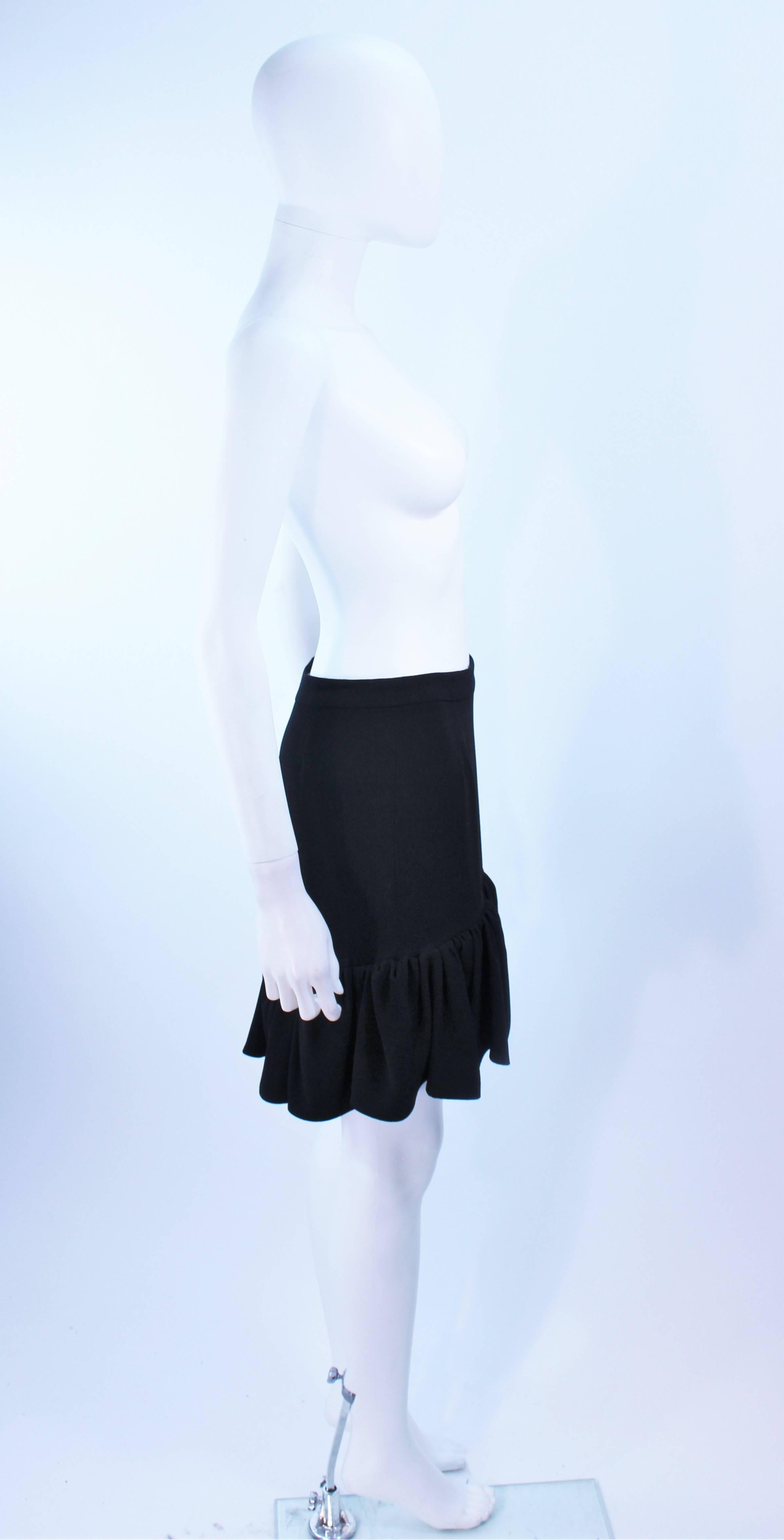 BALENCIAGA Black Ruffle Hem Skirt Wool Size 36 NWT 4