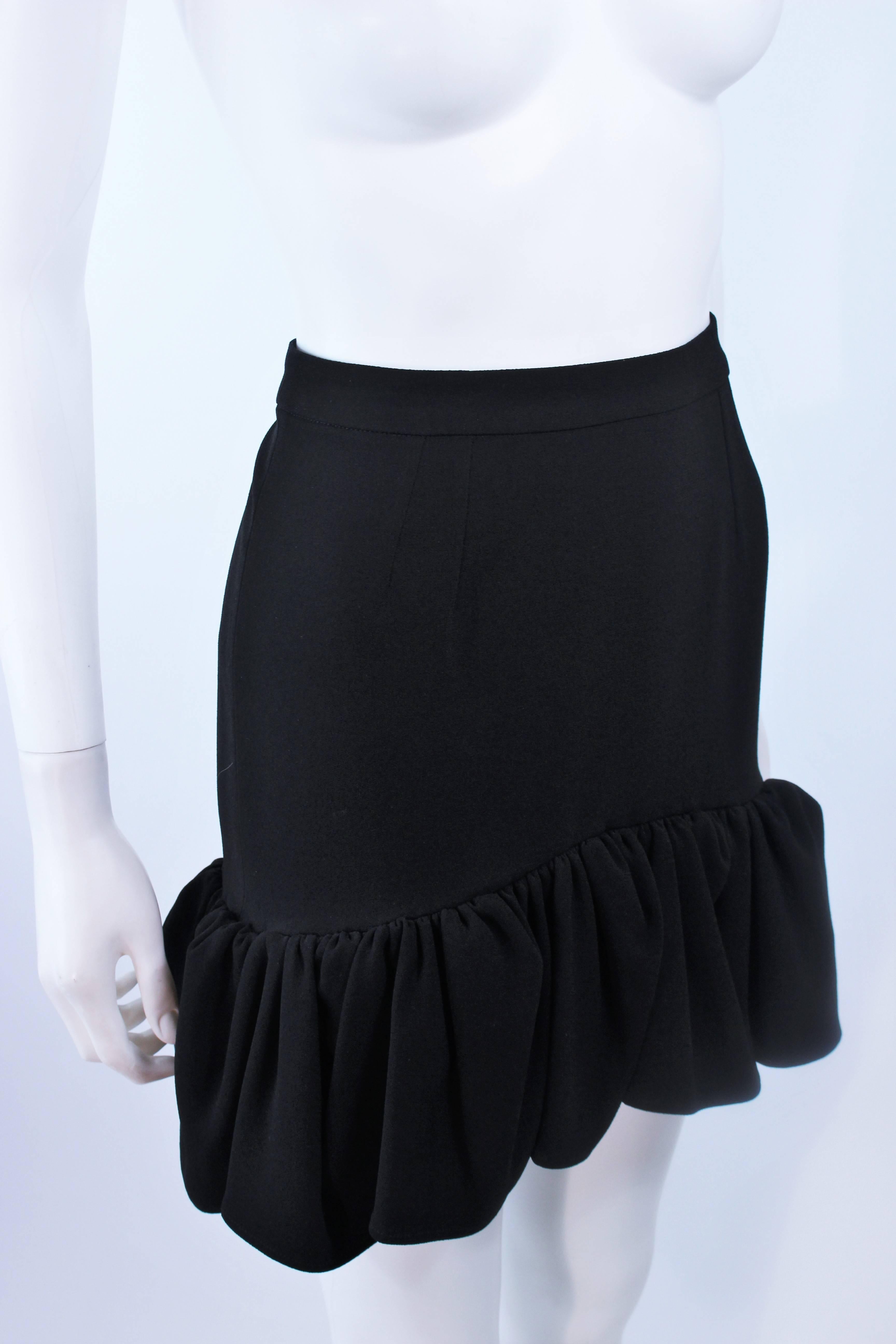 BALENCIAGA Black Ruffle Hem Skirt Wool Size 36 NWT 3