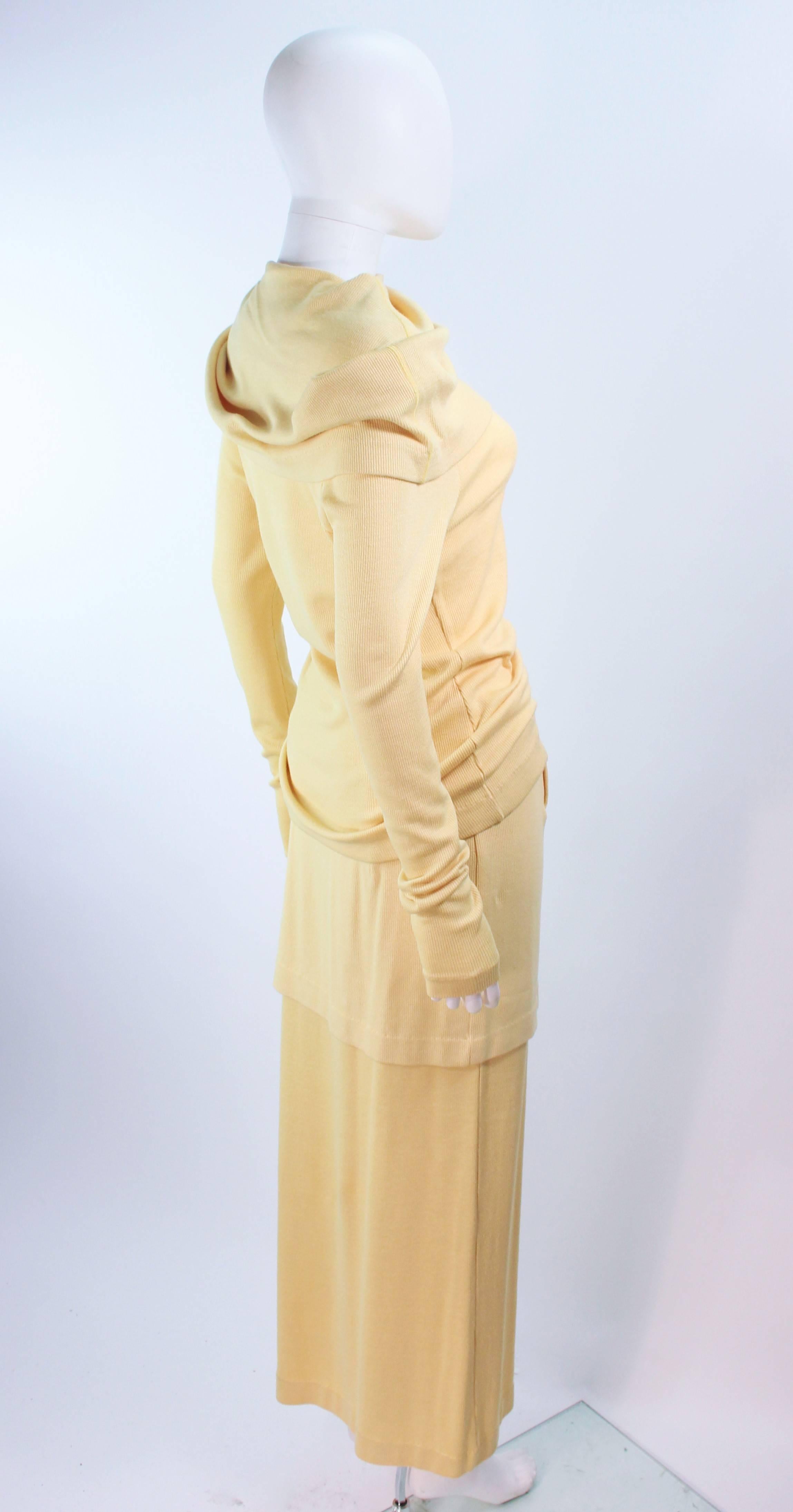 ISSEY MIYAKI Yellow Two Piece Skirt and Sweater Ensemble Size 4 6 8 1