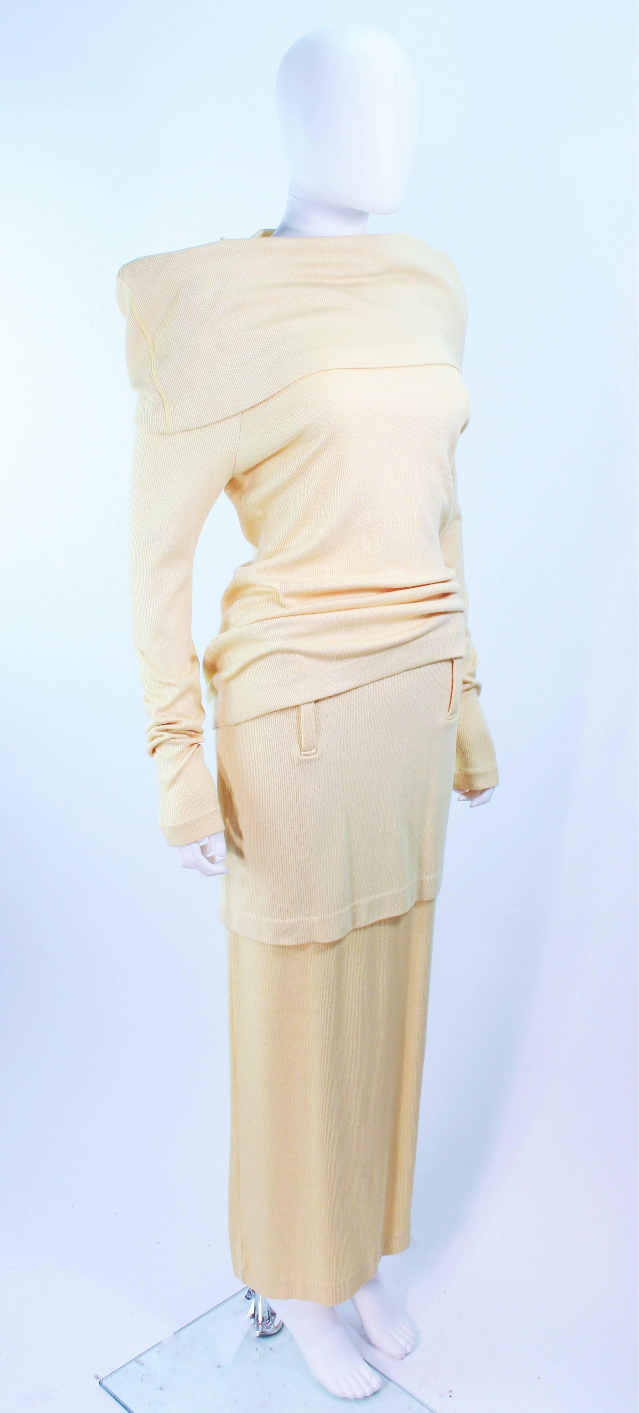 Women's ISSEY MIYAKI Yellow Two Piece Skirt and Sweater Ensemble Size 4 6 8