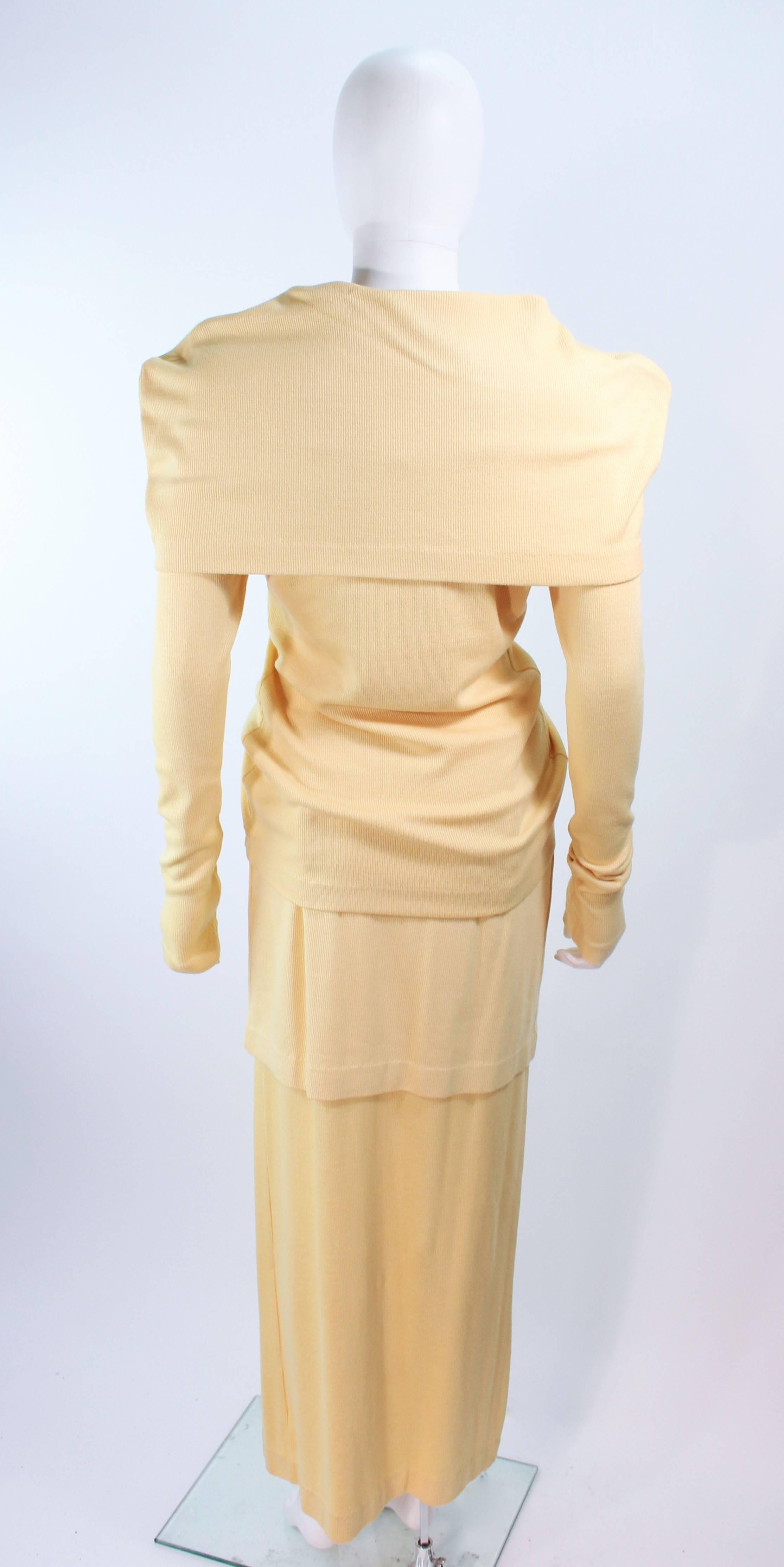 ISSEY MIYAKI Yellow Two Piece Skirt and Sweater Ensemble Size 4 6 8 2