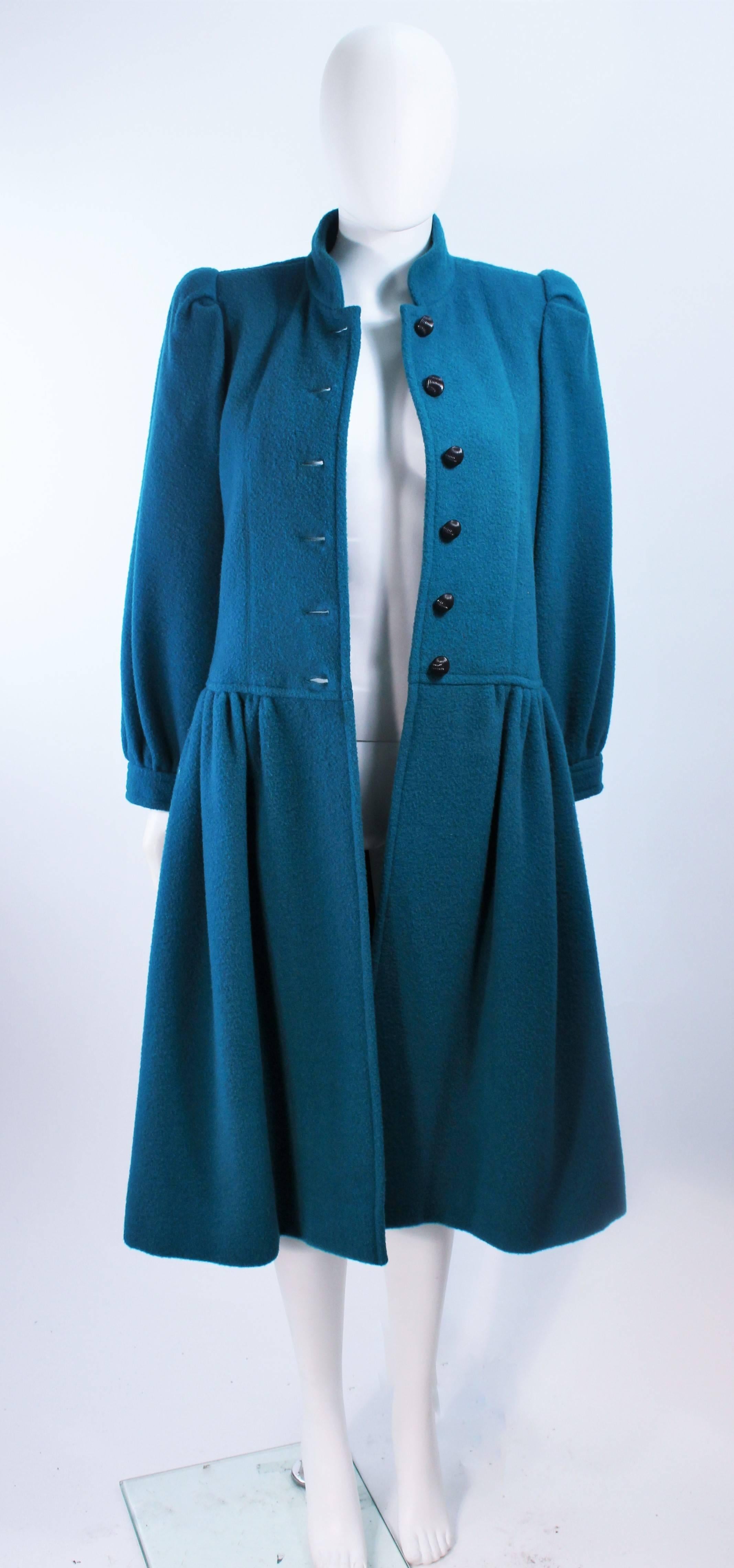 YVES SAINT LAURENT Turquoise Wool Coat Size 6 For Sale 3