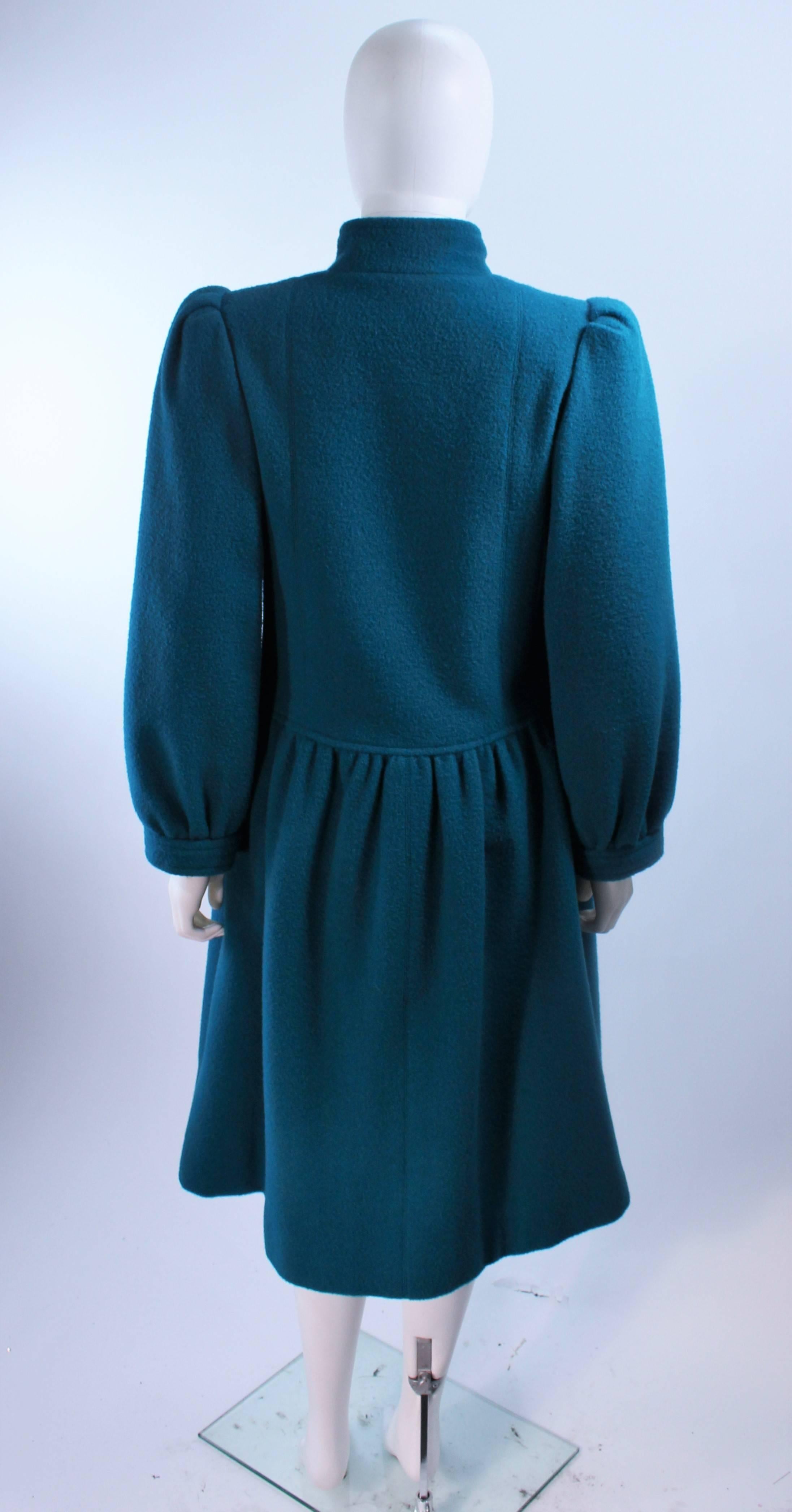 YVES SAINT LAURENT Turquoise Wool Coat Size 6 For Sale 2