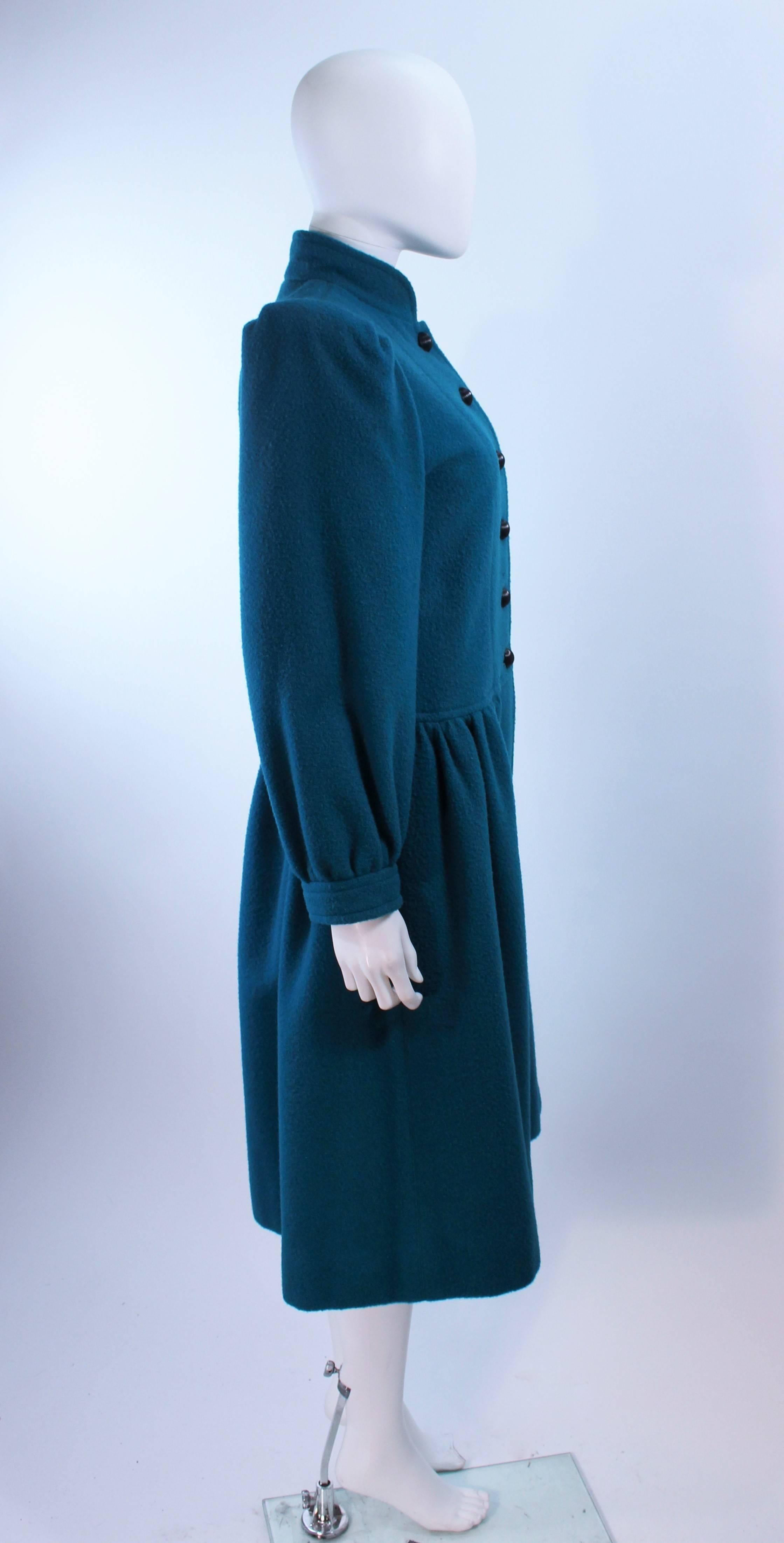 YVES SAINT LAURENT Turquoise Wool Coat Size 6 For Sale 1
